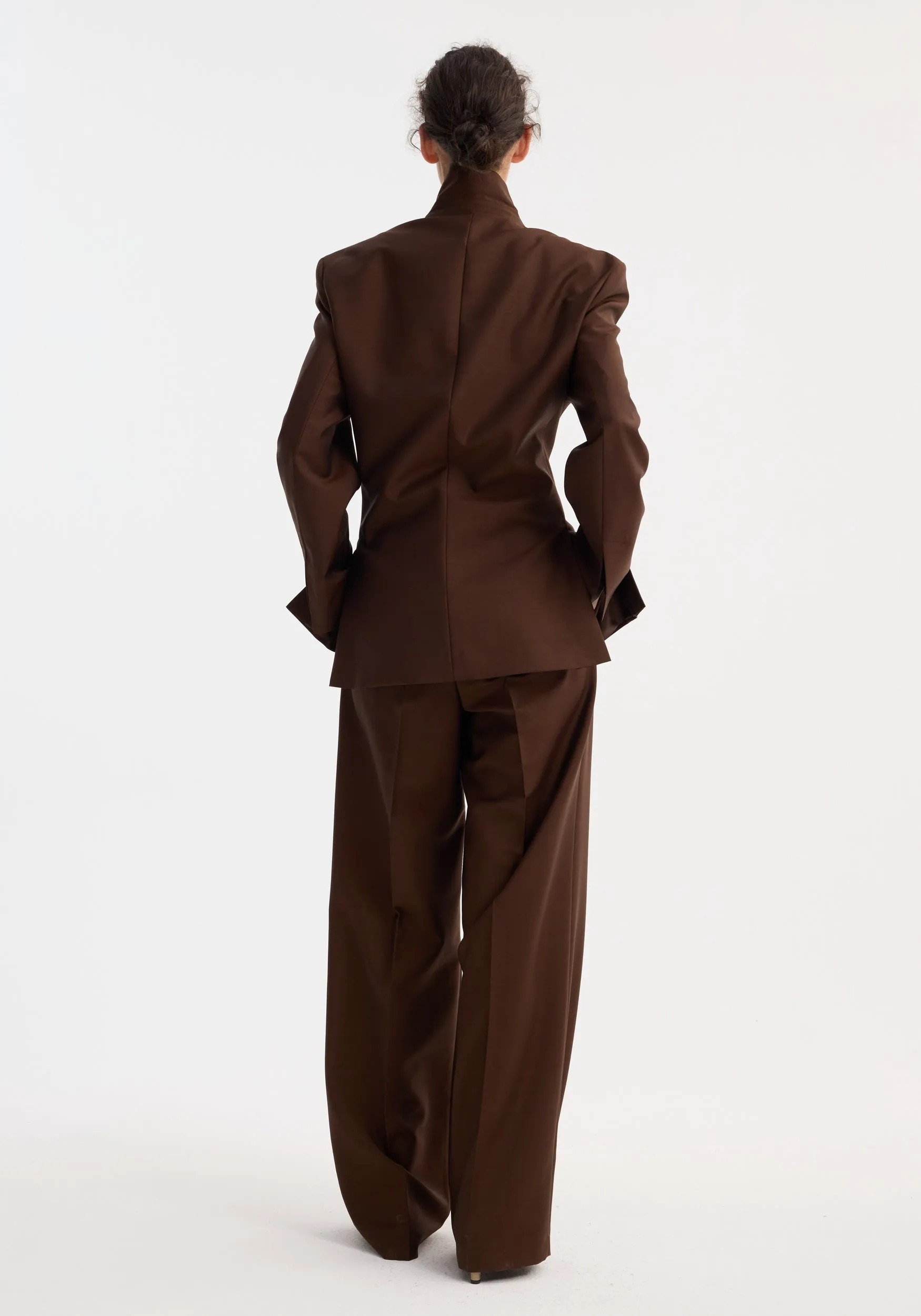 Dual tone piqué overlap suit jacket | mahogany sold by Rohe product image thumbnail 5