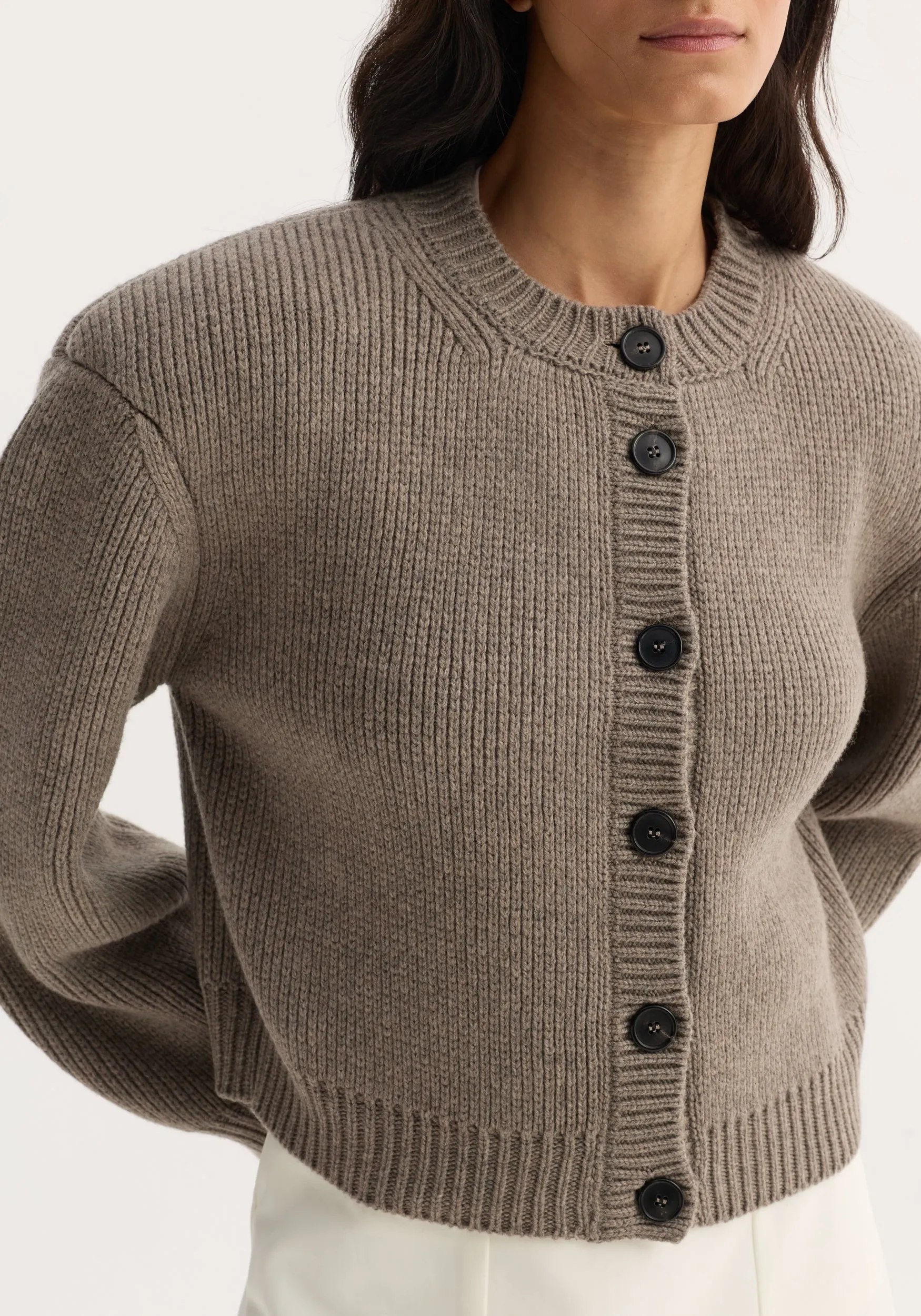 Statement shoulder cardigan | clay melange sold by Rohe product image thumbnail 3