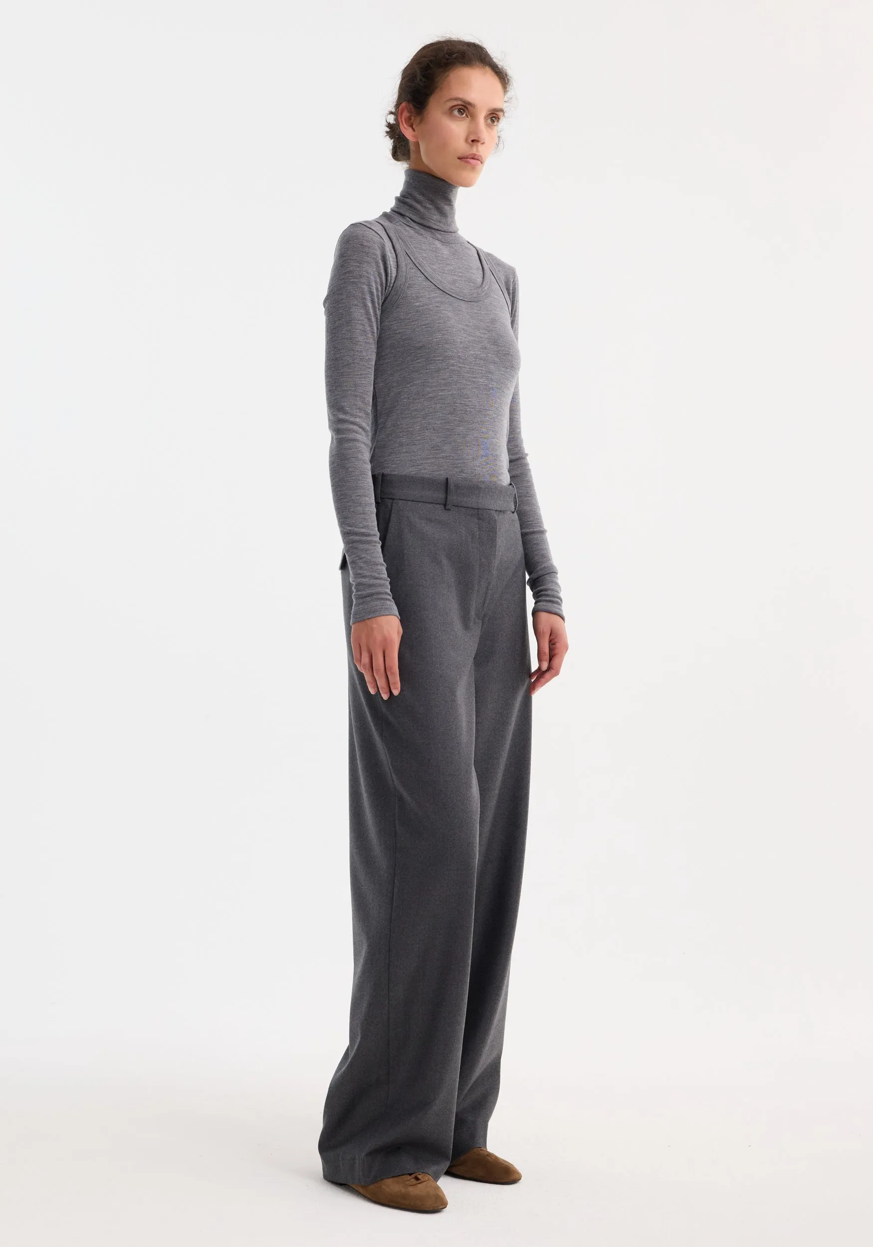 Double-layer wool top | mid grey melange sold by Rohe product image thumbnail 2