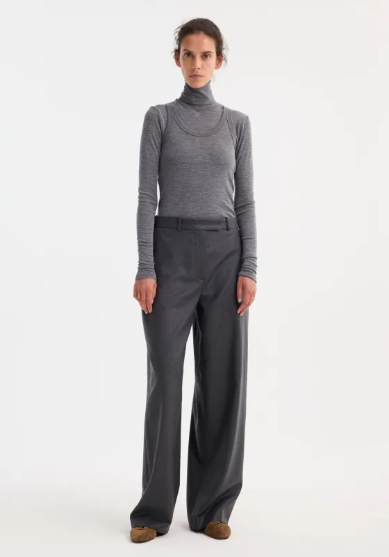 Double-layer wool top | mid grey melange made by Rohe