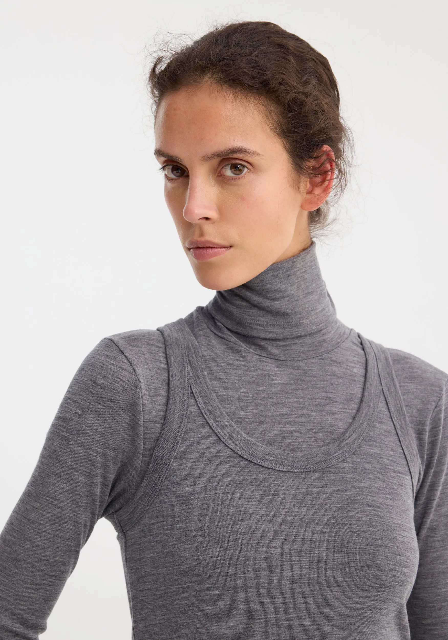 Double-layer wool top | mid grey melange sold by Rohe product image thumbnail 3