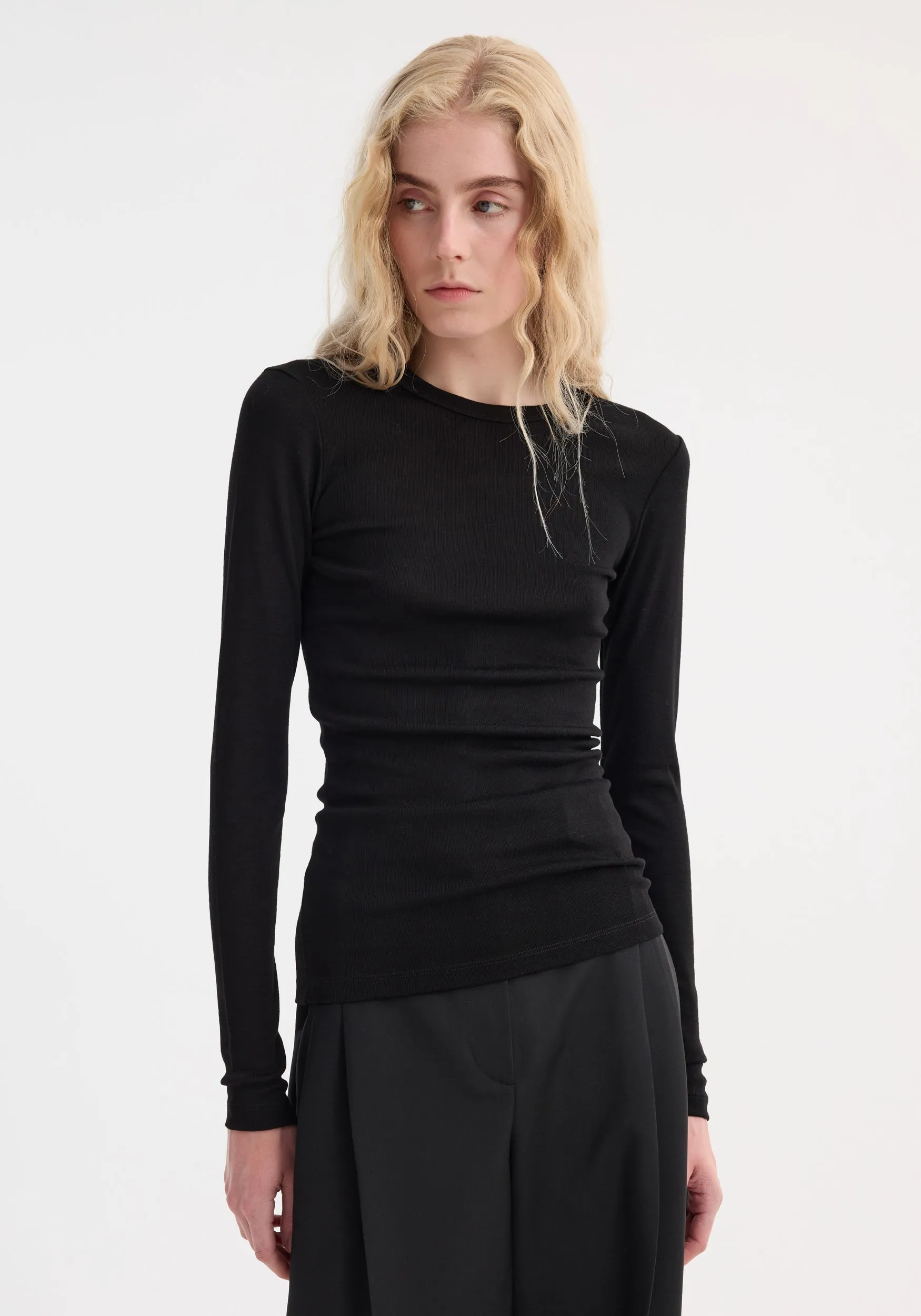 Fine merino long sleeve | black sold by Rohe product image thumbnail 4