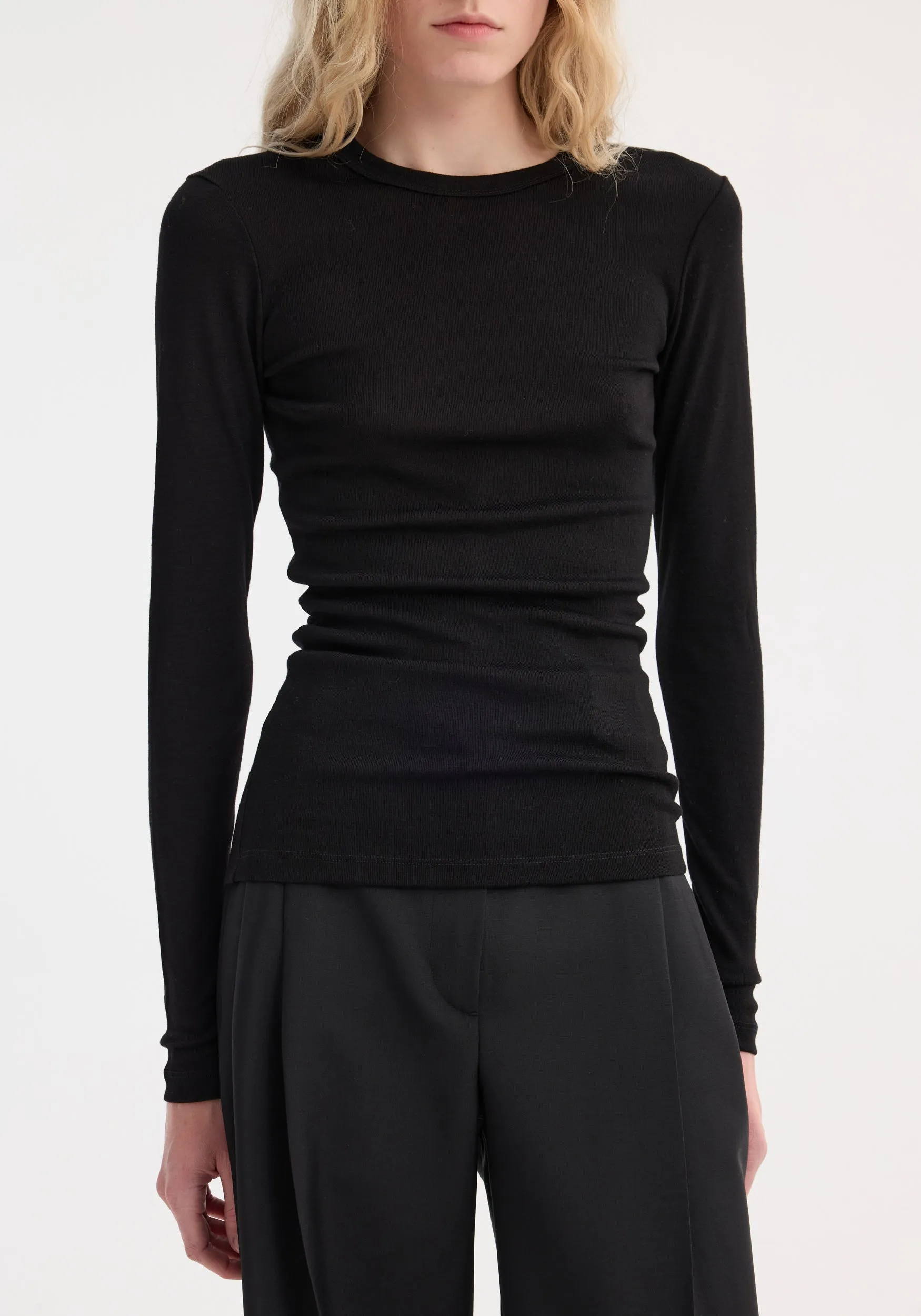 Fine merino long sleeve | black sold by Rohe product image thumbnail 2