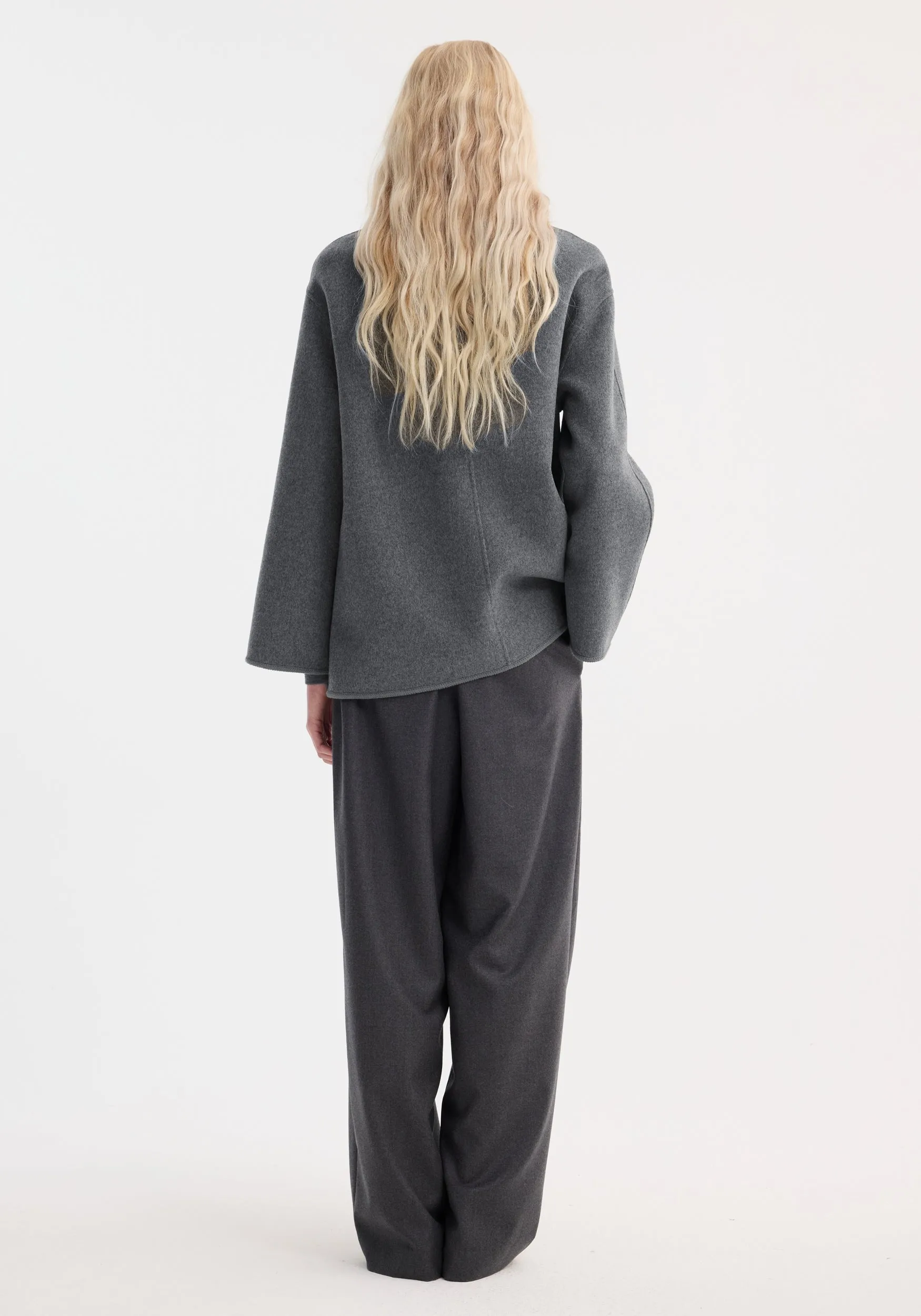 Mandarin double-faced wool jacket | mid grey melange sold by Rohe product image thumbnail 5