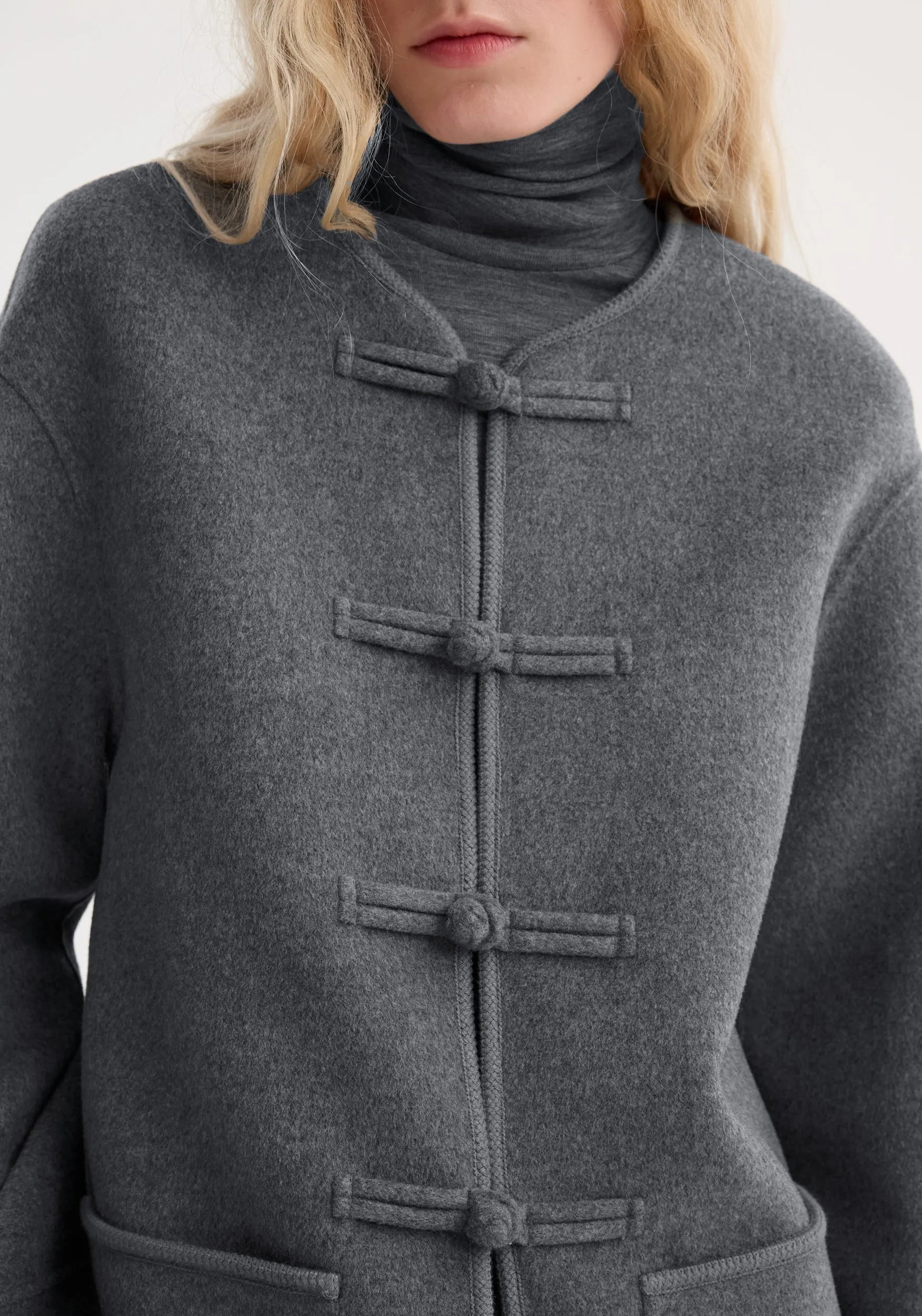 Mandarin double-faced wool jacket | mid grey melange sold by Rohe product image thumbnail 3