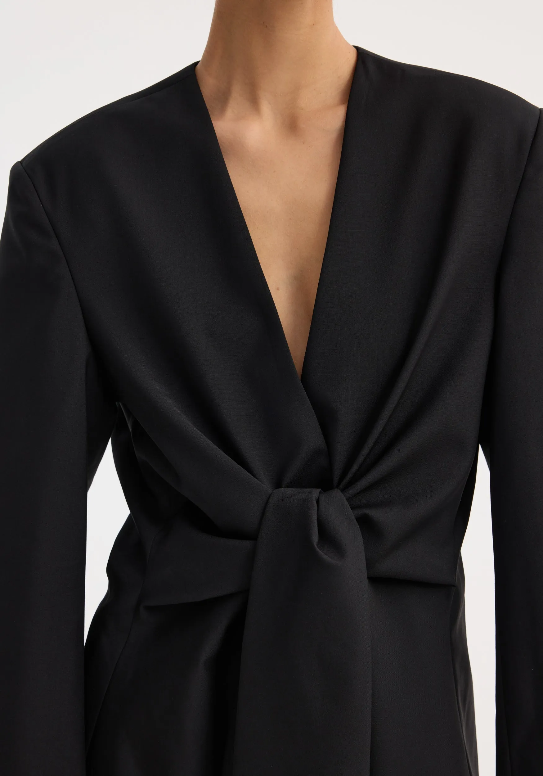 Sleeve-cinched blazer-top | black sold by Rohe product image thumbnail 3