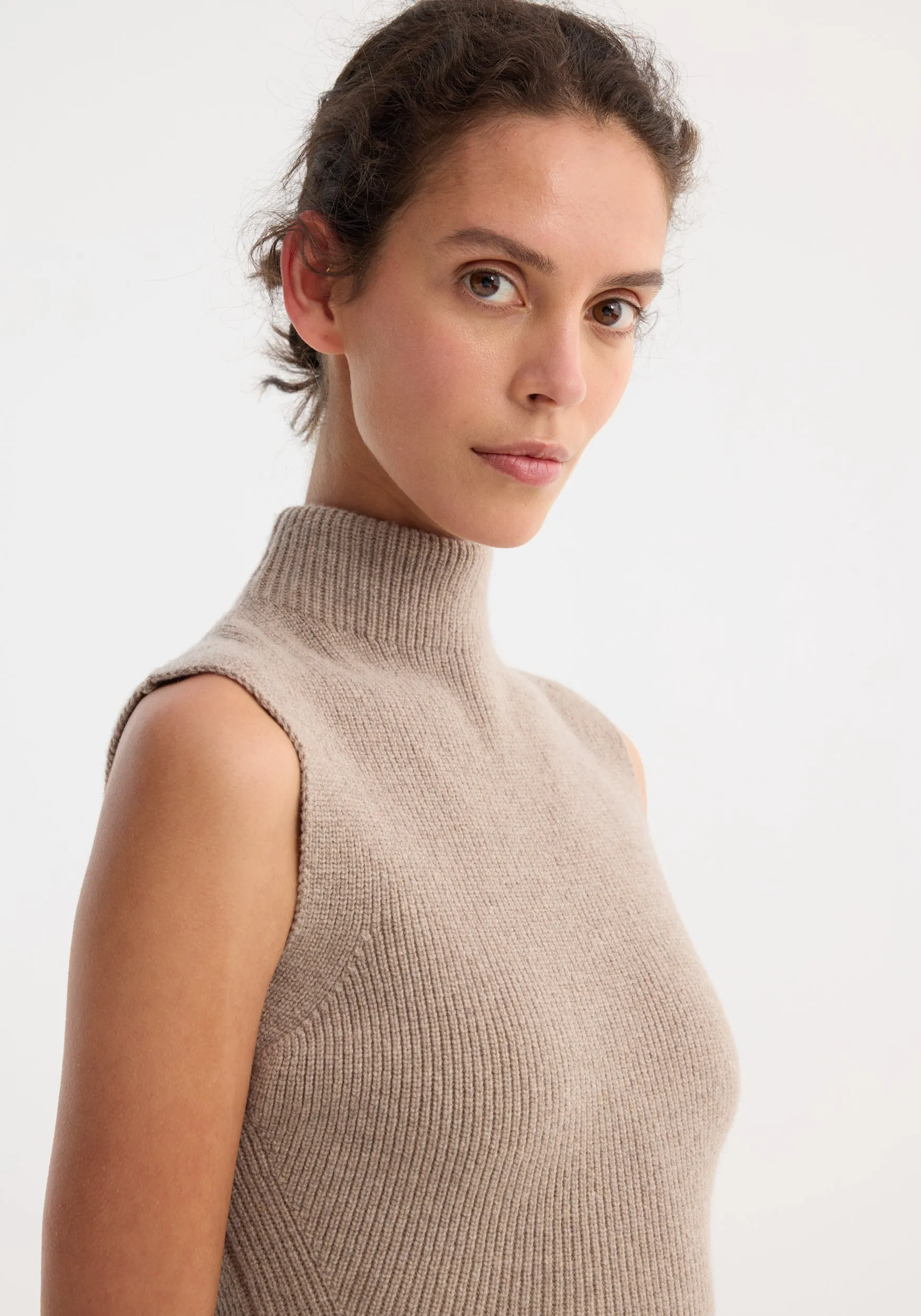Sculptural sleeveless knitted top | taupe melange sold by Rohe product image thumbnail 4
