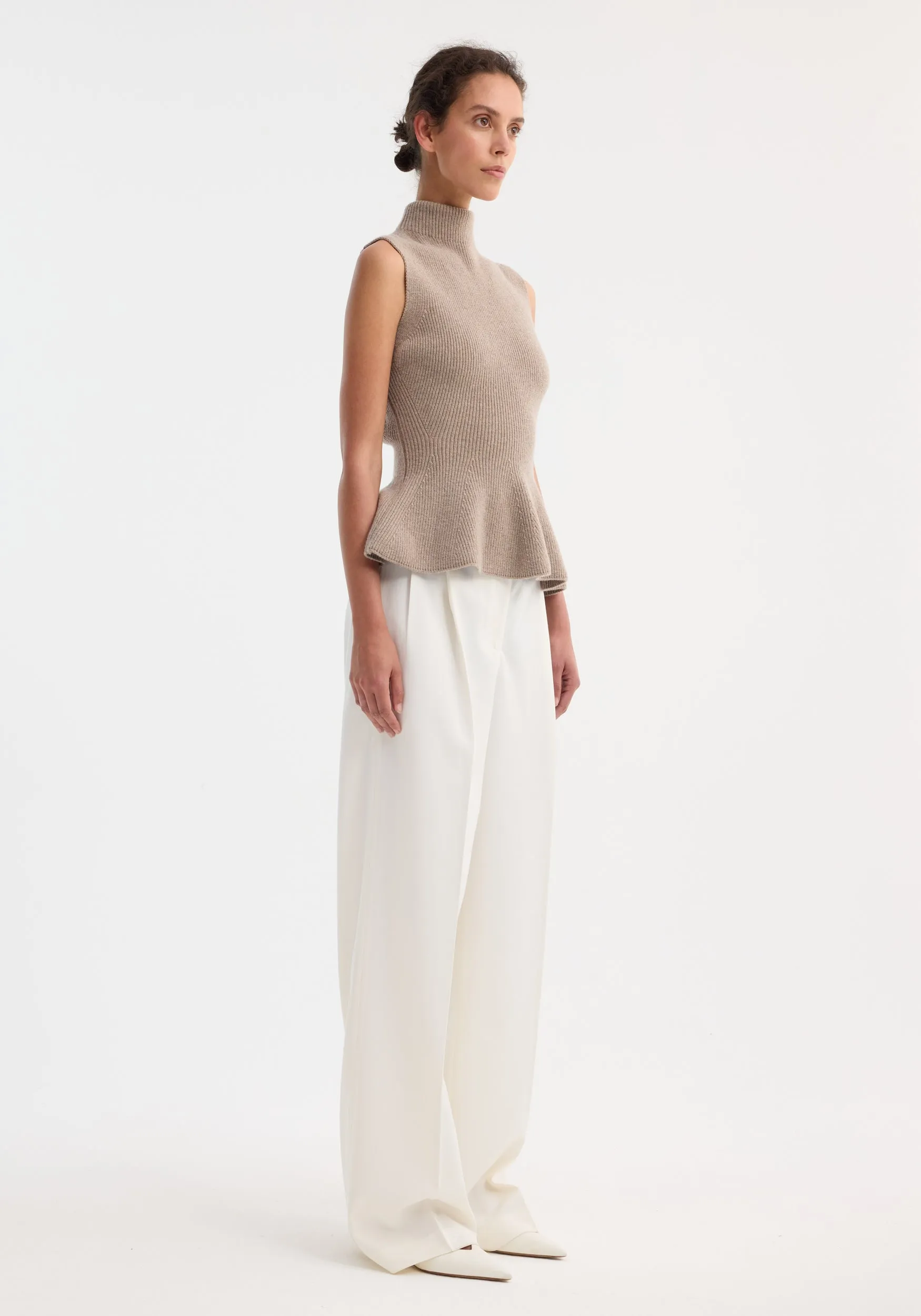 Sculptural sleeveless knitted top | taupe melange sold by Rohe product image thumbnail 3