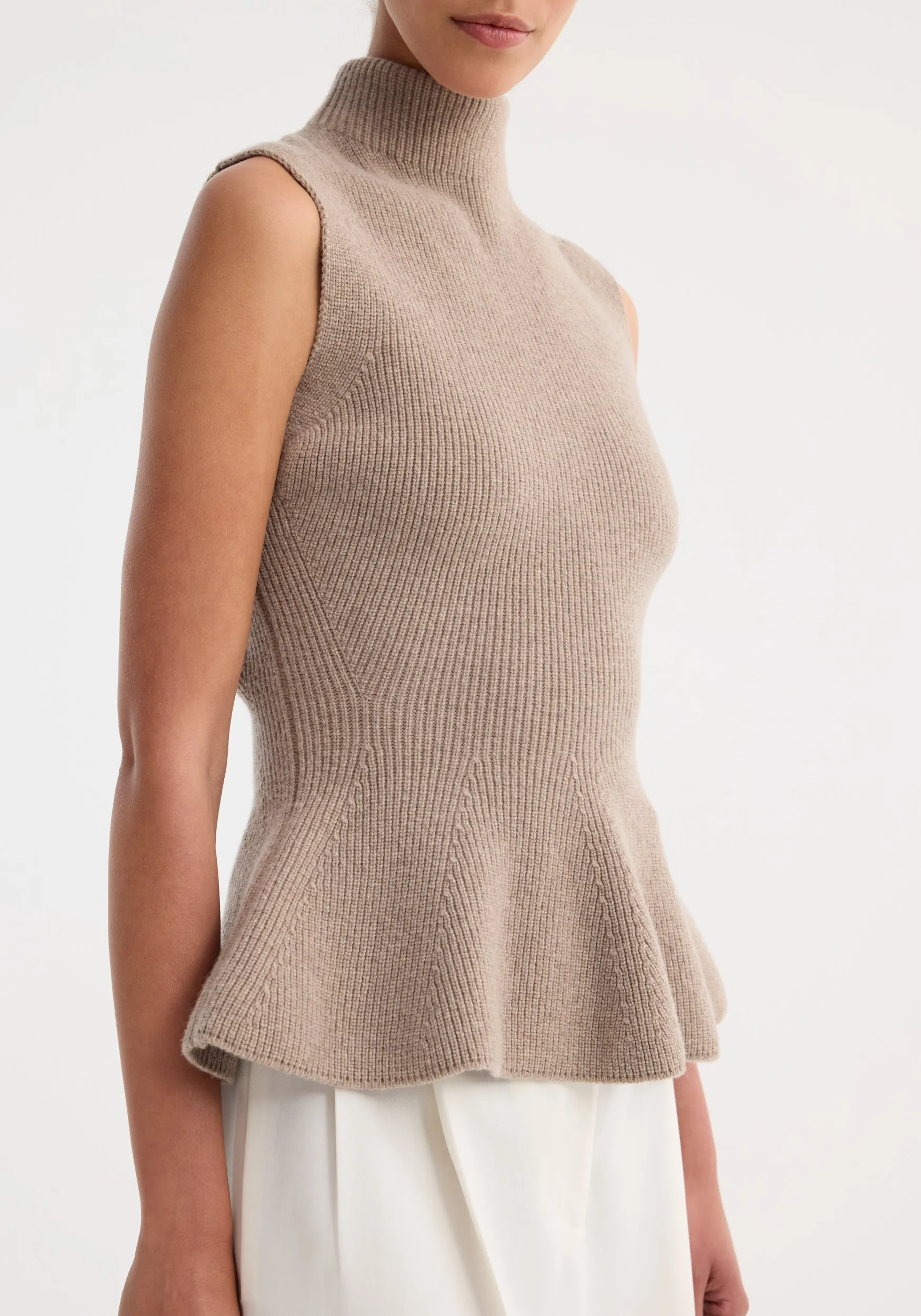 Sculptural sleeveless knitted top | taupe melange sold by Rohe product image thumbnail 2