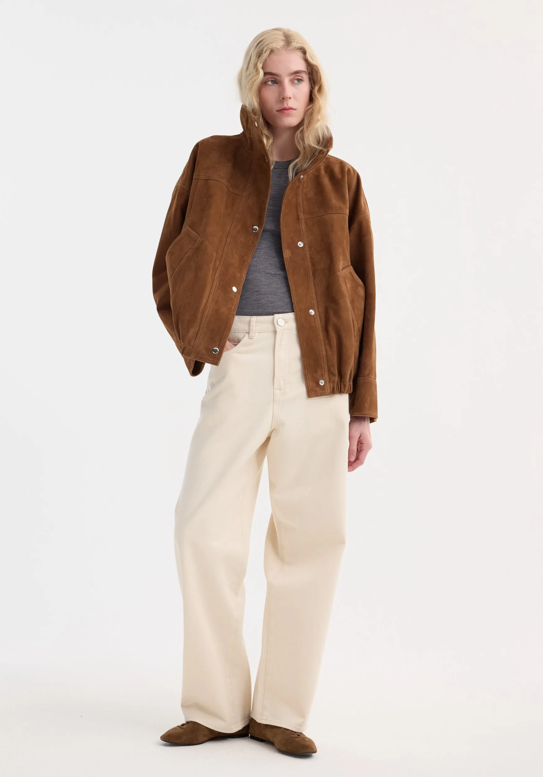 Reinvented suede jacket | cognac sold by Rohe product image thumbnail 4