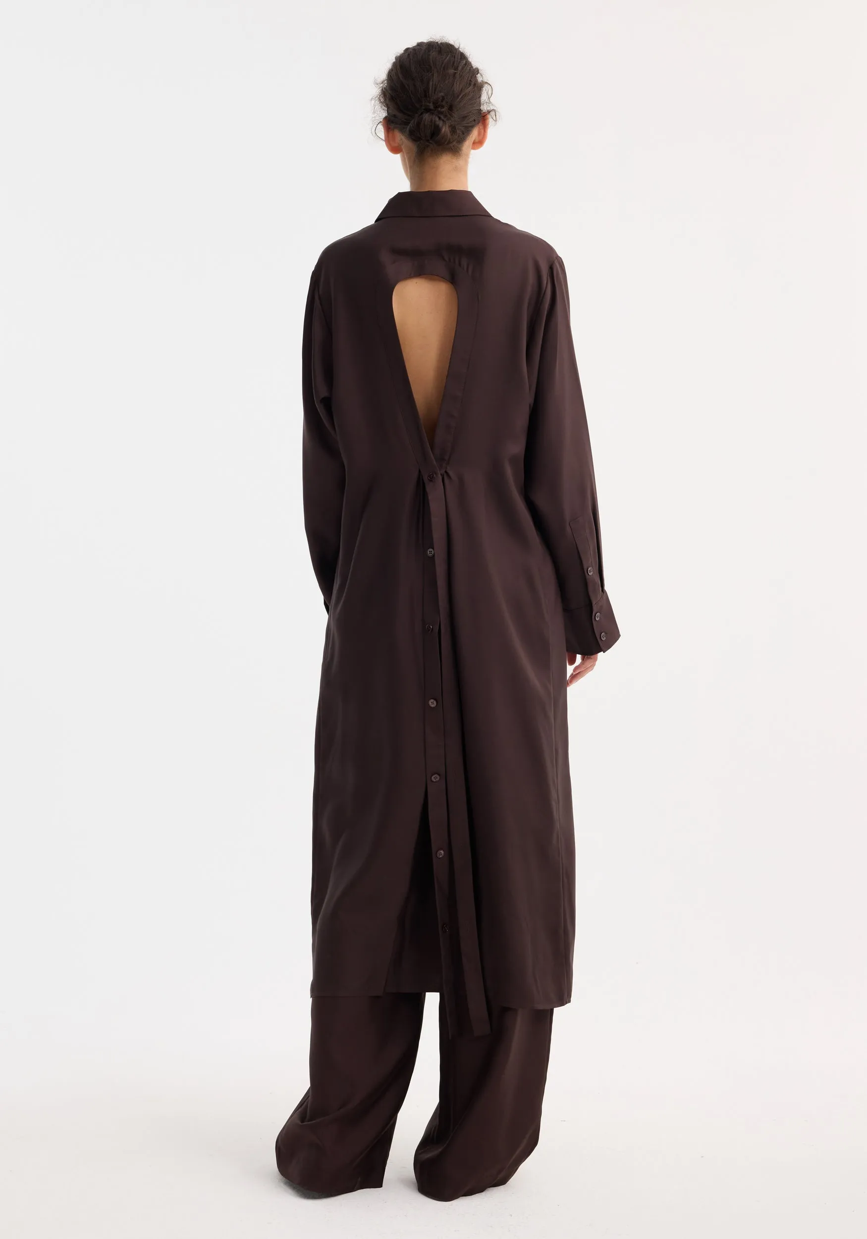 Silk open back wrap dress | mahogany sold by Rohe product image thumbnail 3