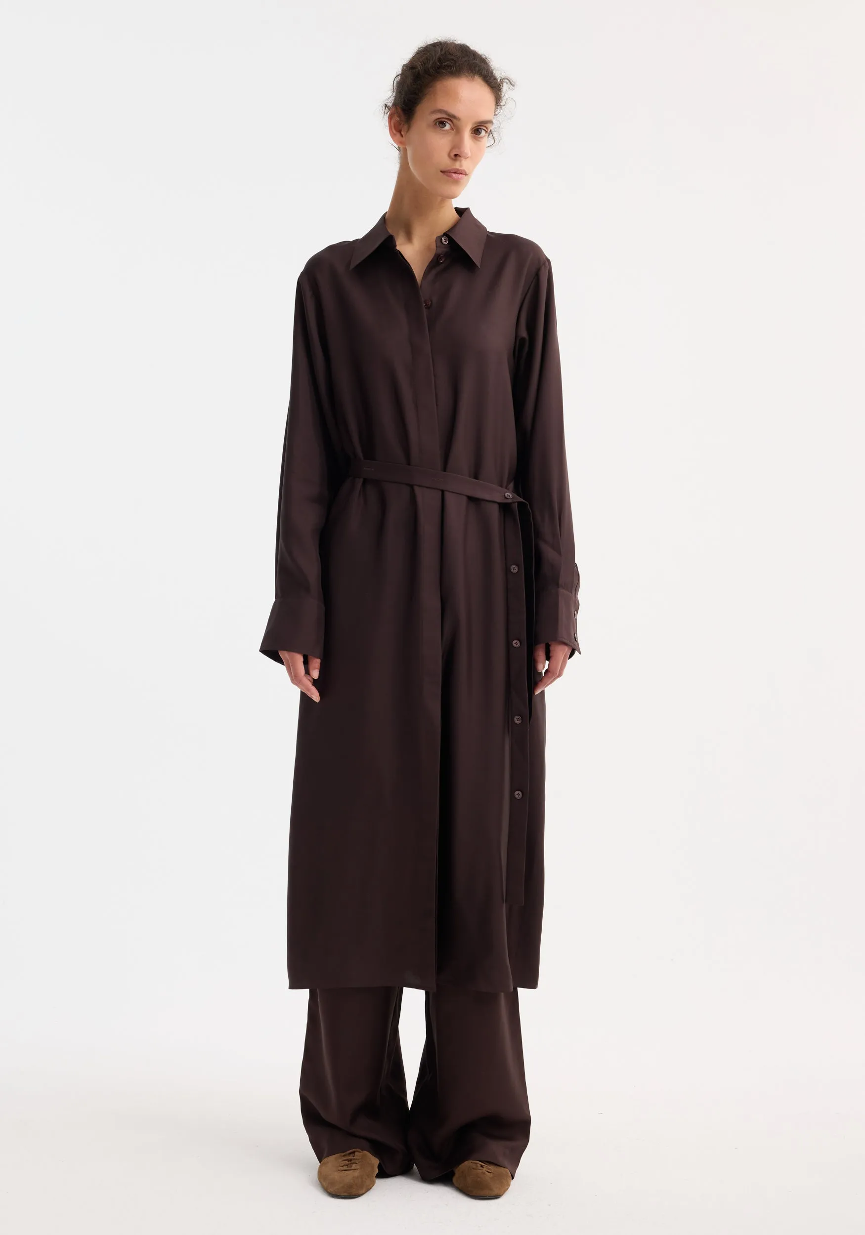 Silk open back wrap dress | mahogany sold by Rohe product image thumbnail 5