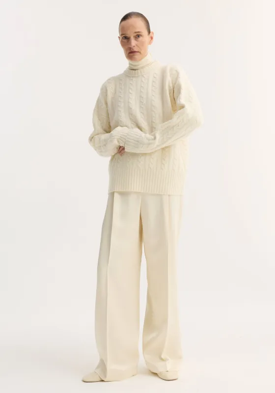 Relaxed drawstring satin trousers | cream sold by Rohe