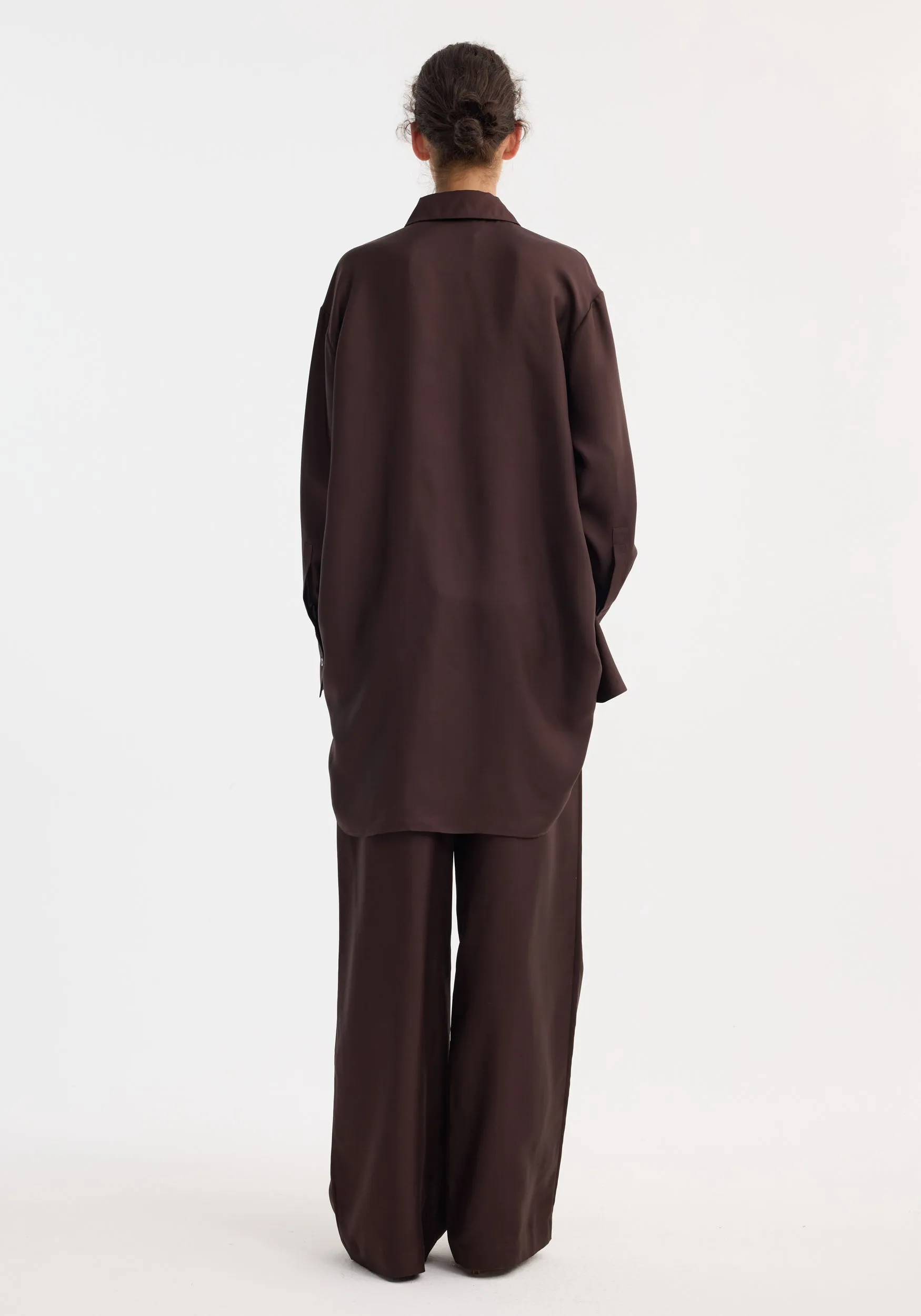 Signature elongated silk shirt | mahogany sold by Rohe product image thumbnail 4