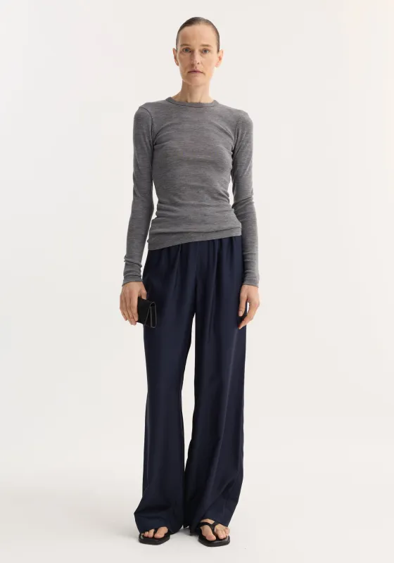 Fine merino long sleeve | mid grey melange sold by Rohe