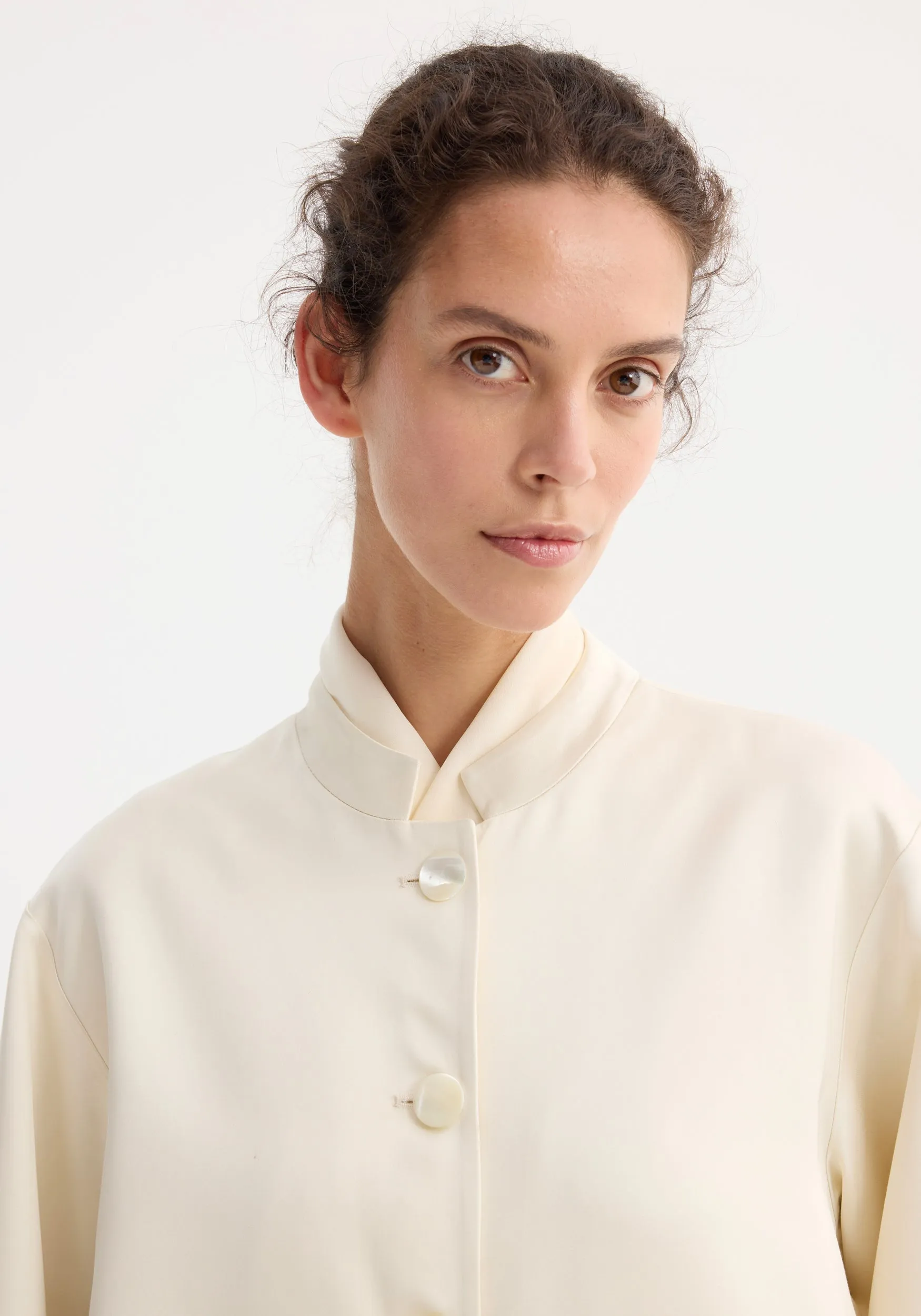 Pearl button satin jacket | cream sold by Rohe product image thumbnail 5
