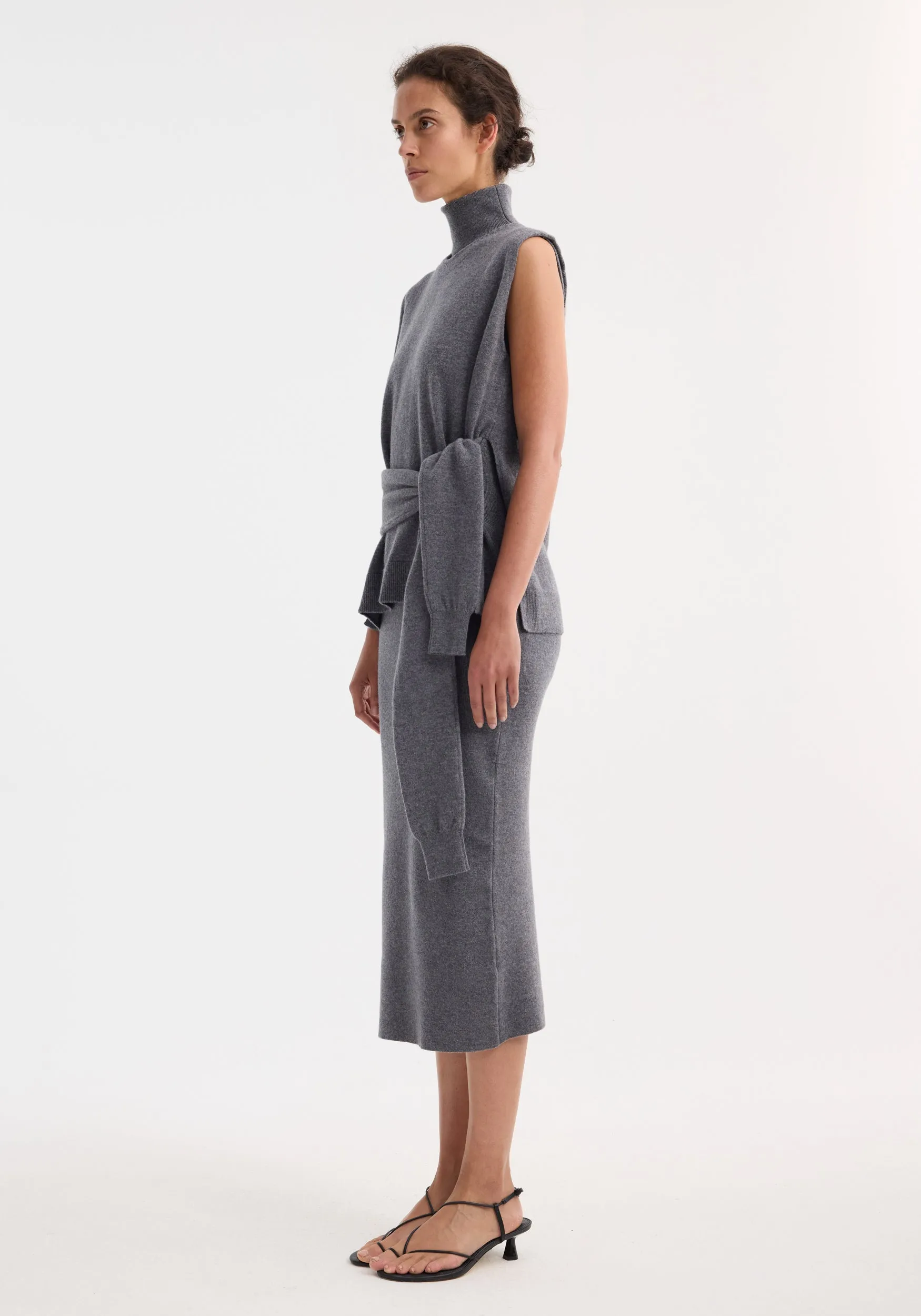 Double-layered knit dress | mid grey melange sold by Rohe product image thumbnail 3