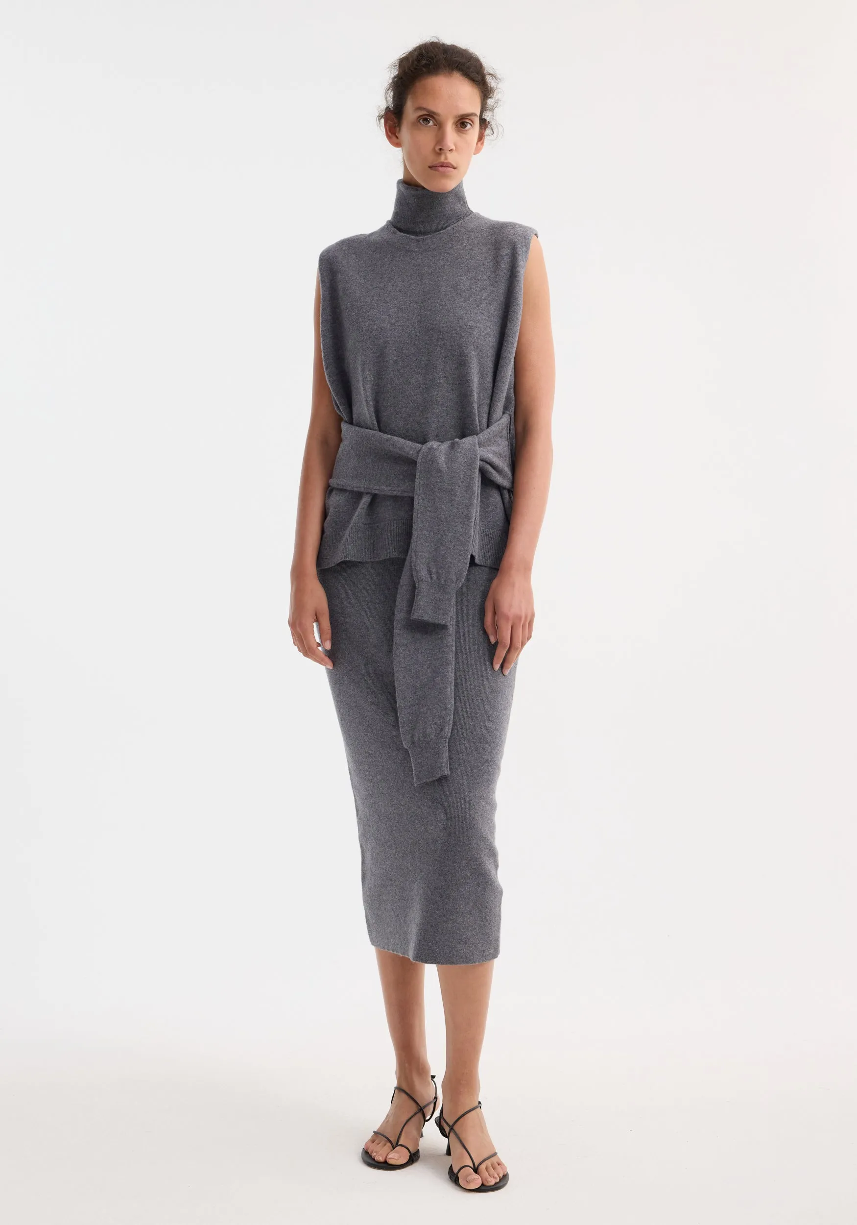 Double-layered knit dress | mid grey melange sold by Rohe product image thumbnail 2