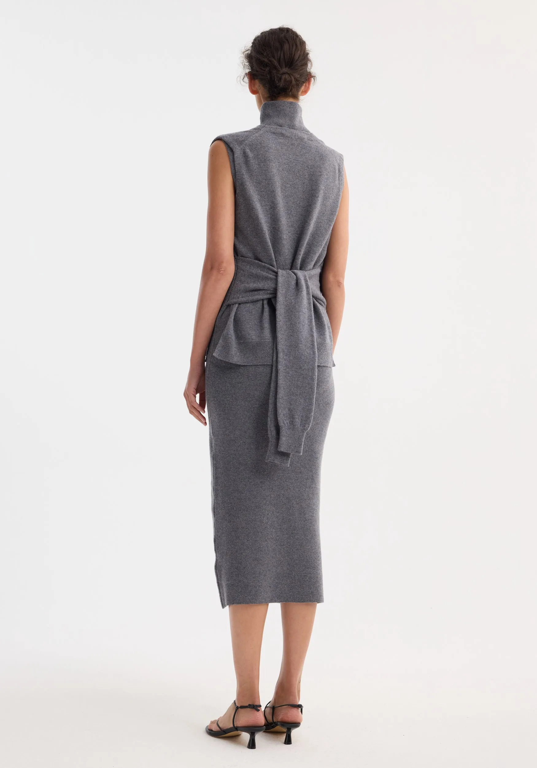 Double-layered knit dress | mid grey melange sold by Rohe product image thumbnail 4