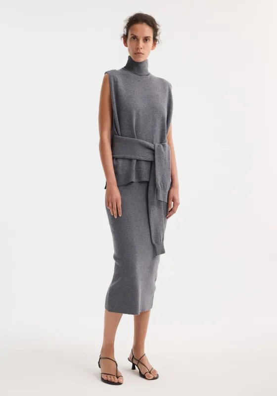 Double-layered knit dress | mid grey melange sold by Rohe