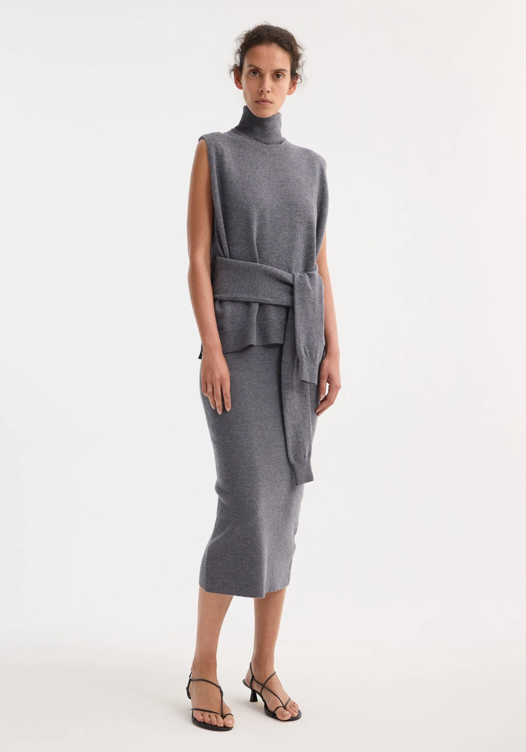 Double-layered knit dress | mid grey melange sold by Rohe