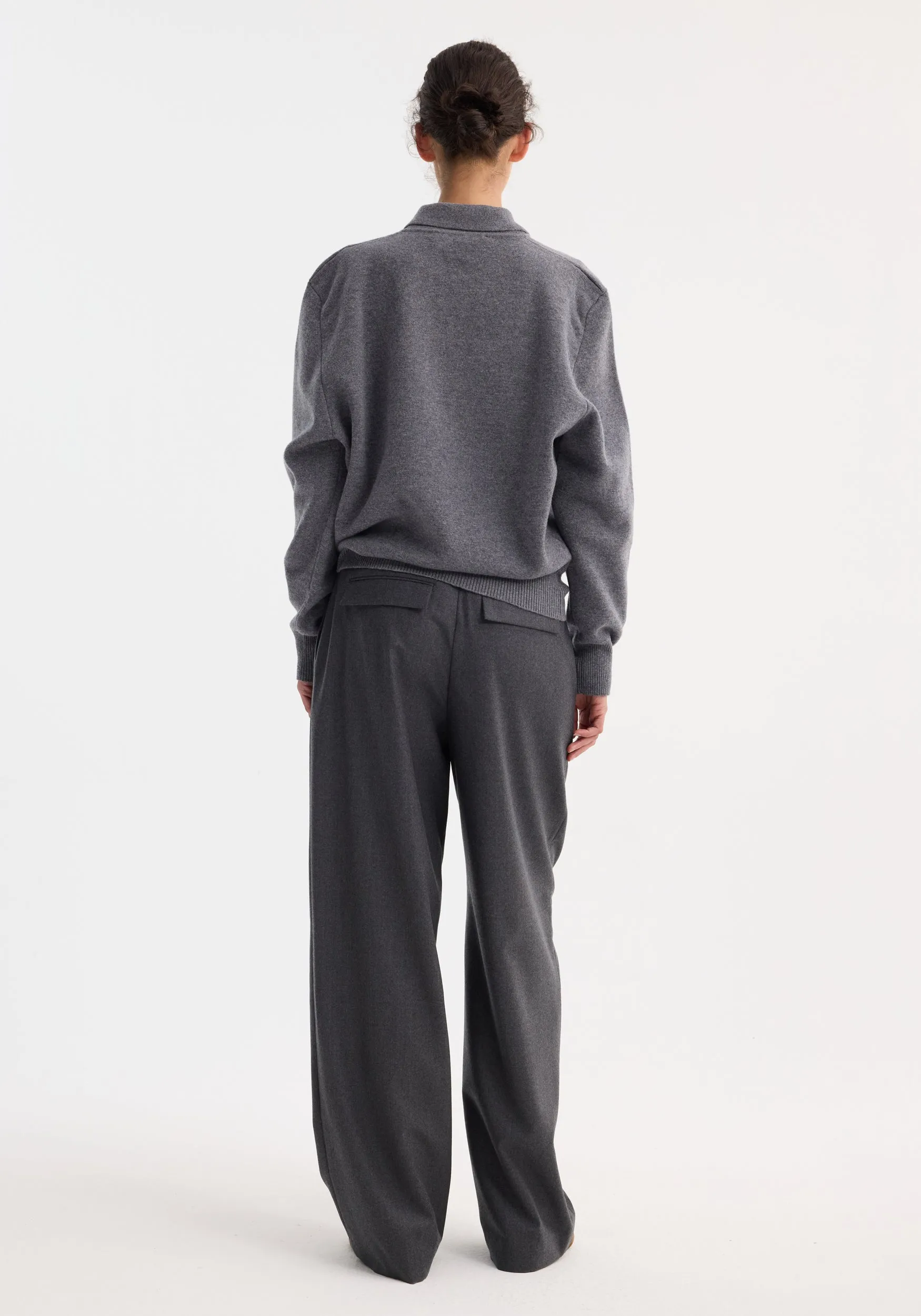 Compact knitted polo | mid grey melange sold by Rohe product image thumbnail 5