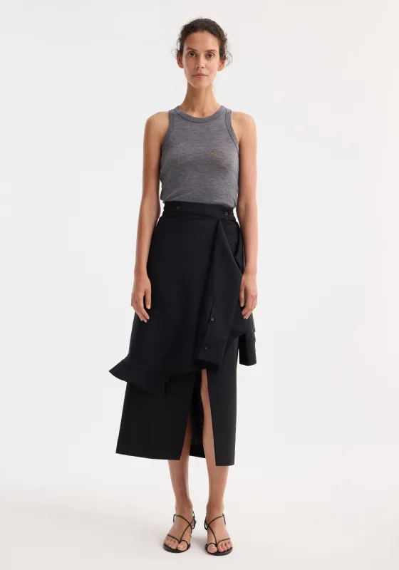 Shirt wrap skirt | black made by Rohe