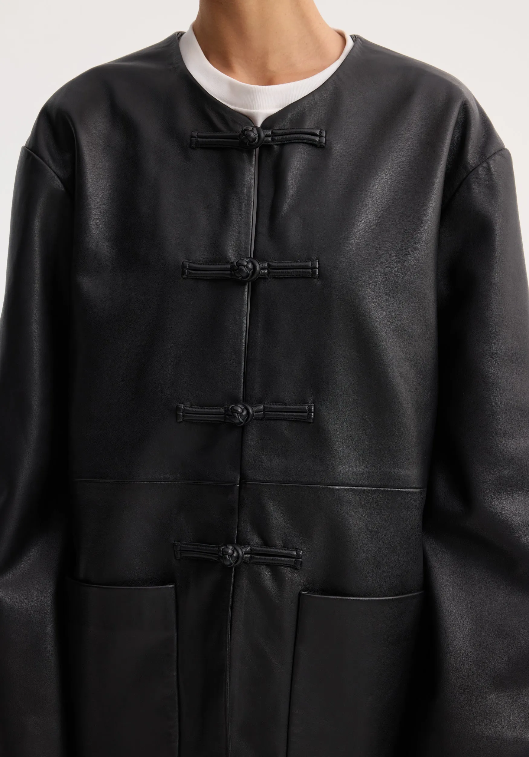Mandarin leather jacket | black sold by Rohe product image thumbnail 4