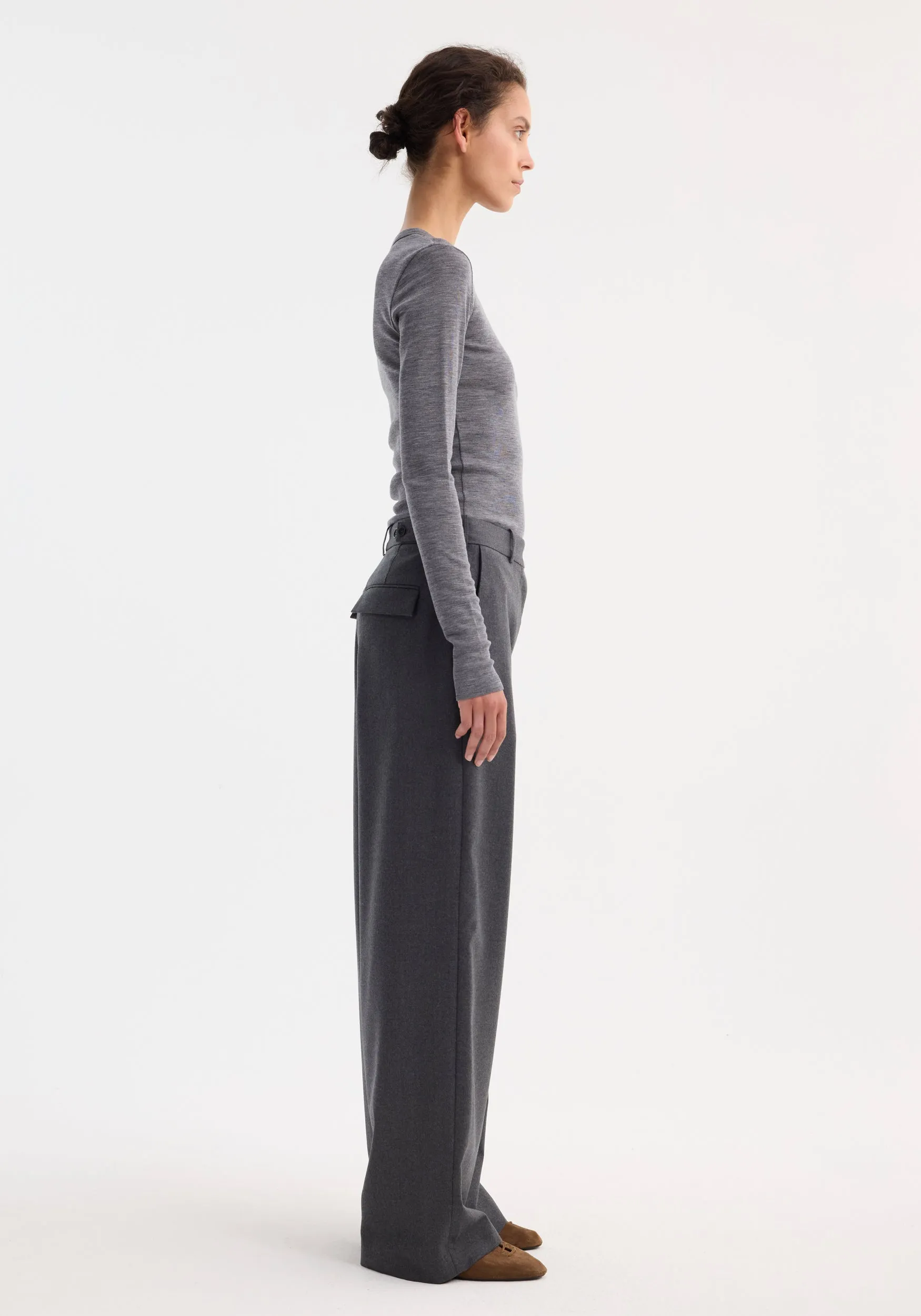 Wide leg trousers | dark grey melange sold by Rohe product image thumbnail 2