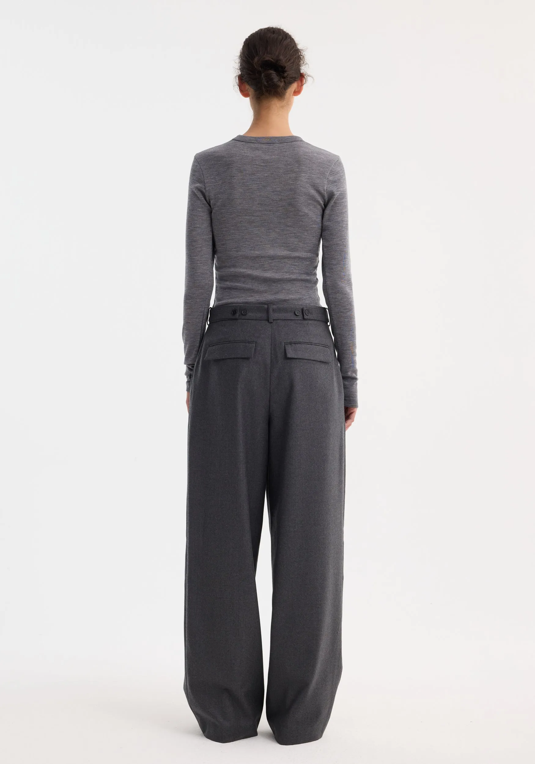 Wide leg trousers | dark grey melange sold by Rohe product image thumbnail 4