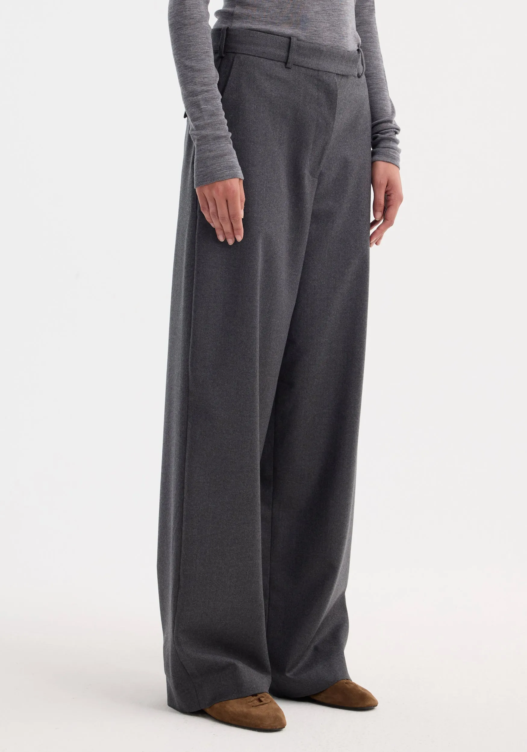 Wide leg trousers | dark grey melange sold by Rohe product image thumbnail 3