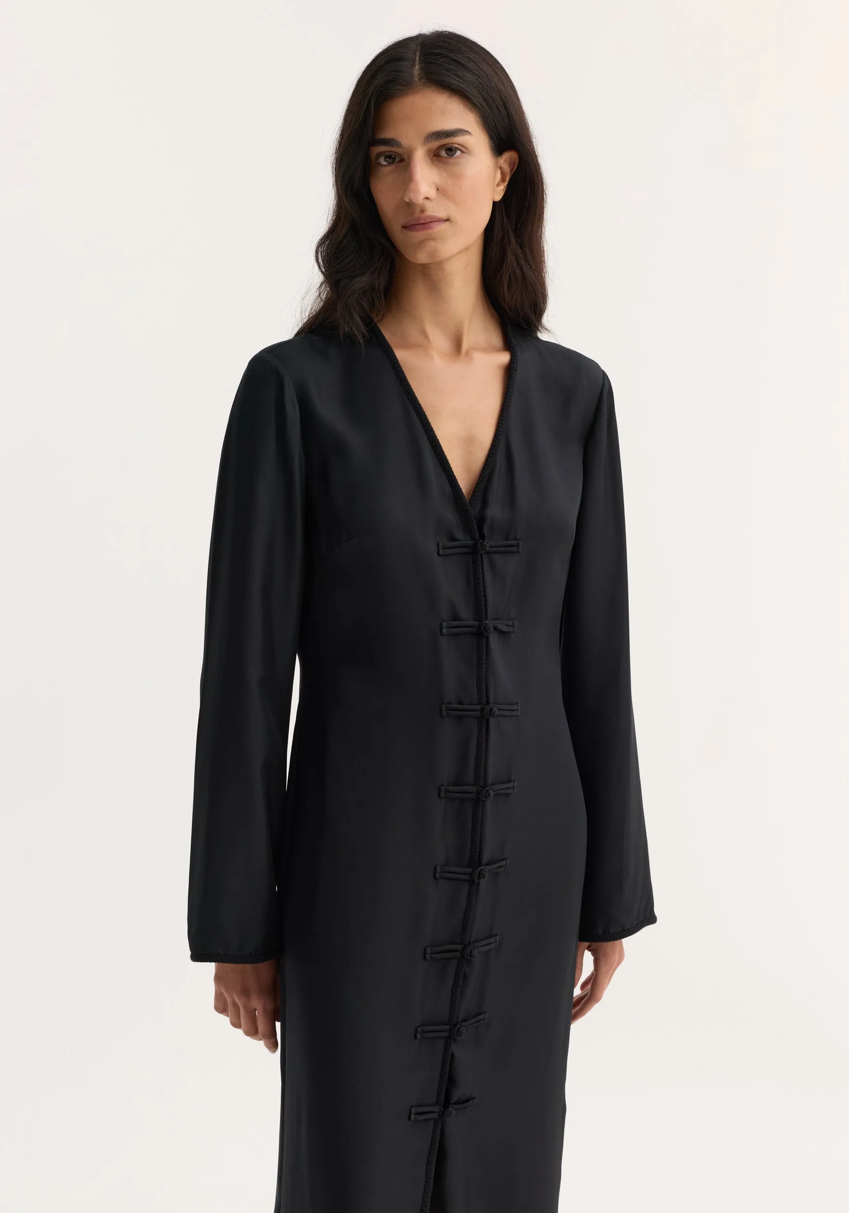 Pankou closure silk dress | black sold by Rohe product image thumbnail 4