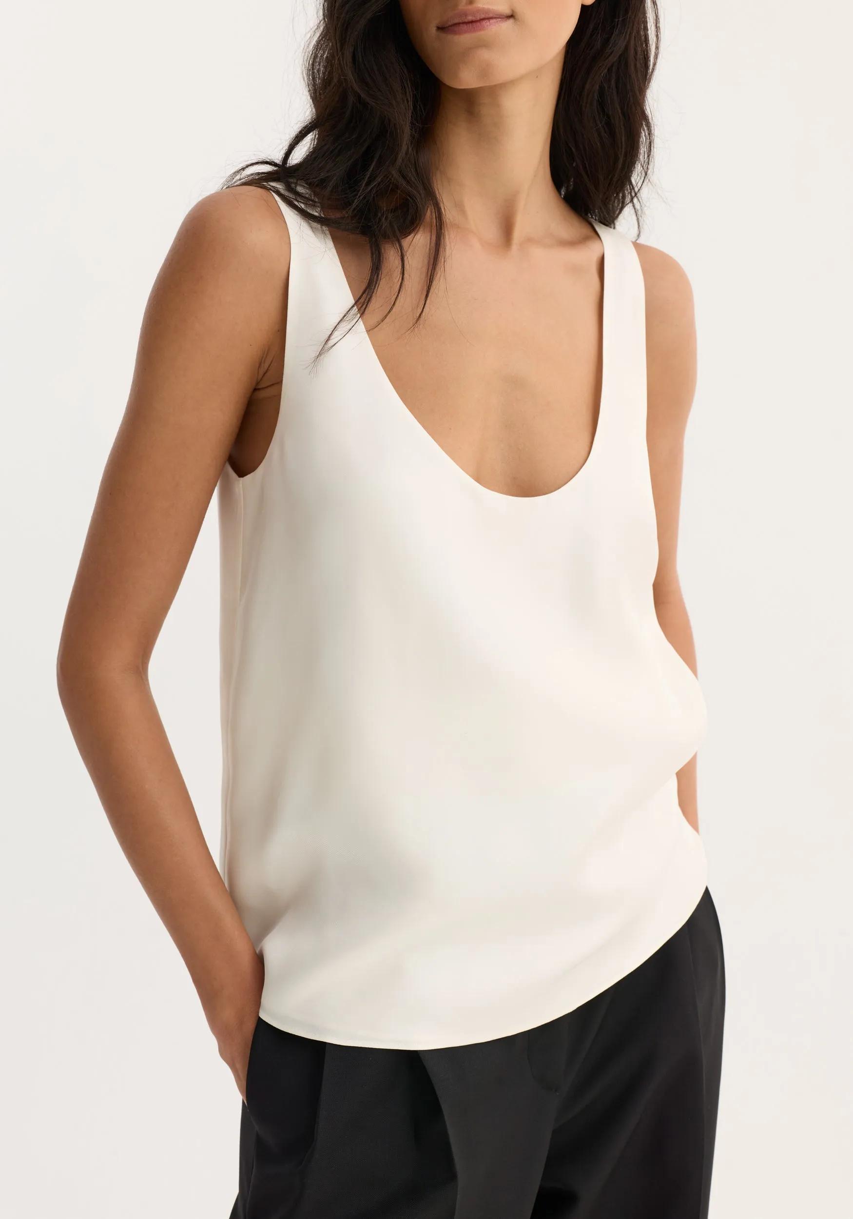 Scoop-neck silk top | cream sold by Rohe product image thumbnail 5