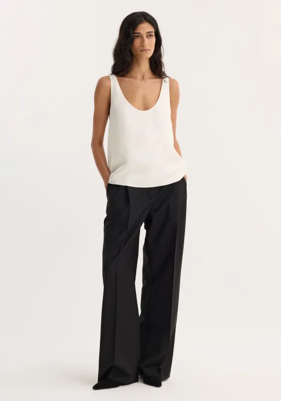 Scoop-neck silk top | cream sold by Rohe