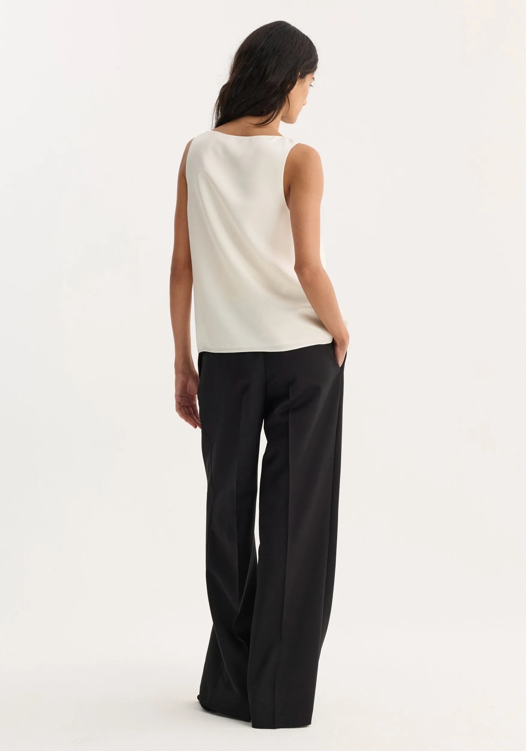 Scoop-neck silk top | cream sold by Rohe product image thumbnail 3