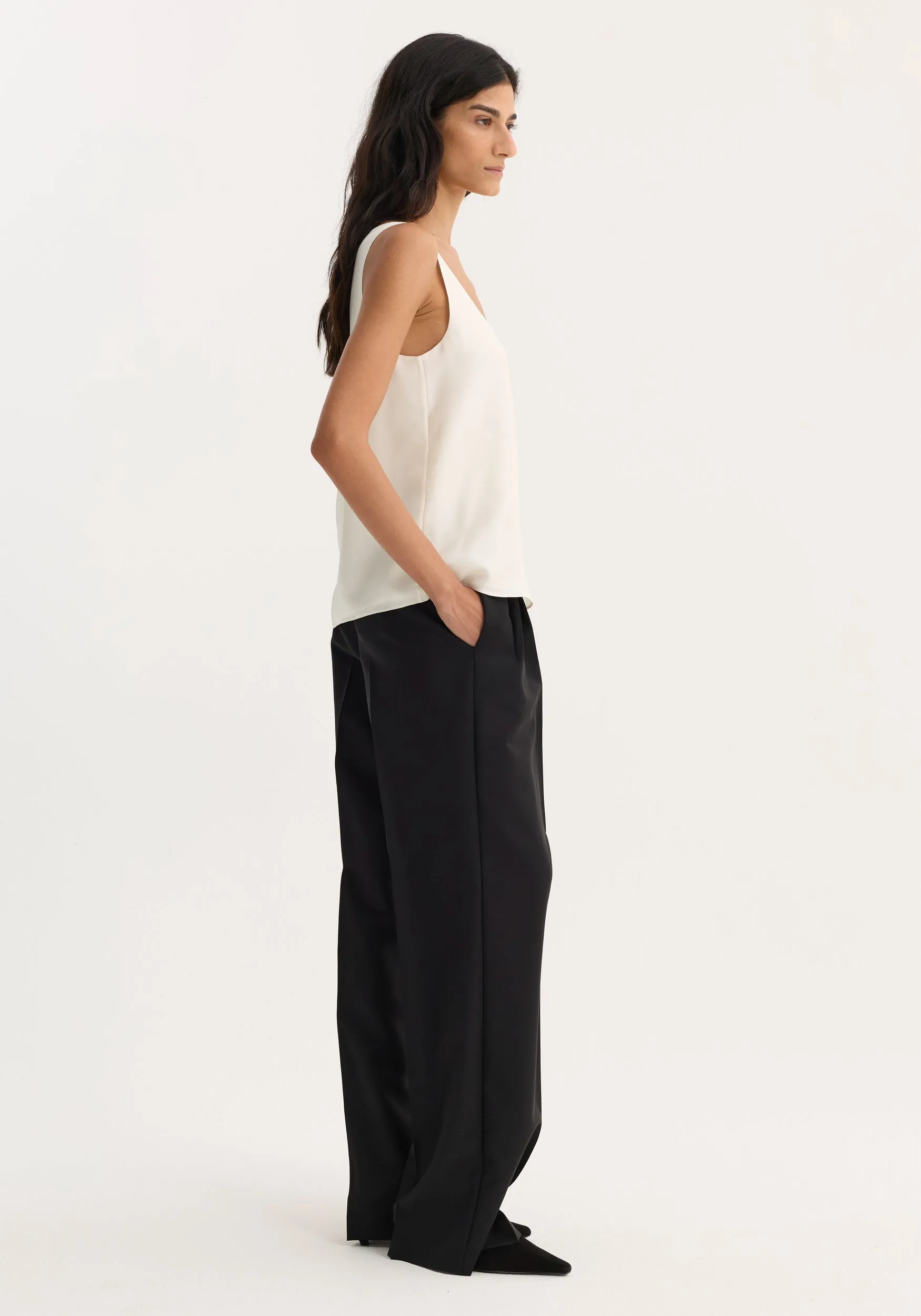 Scoop-neck silk top | cream sold by Rohe product image thumbnail 2