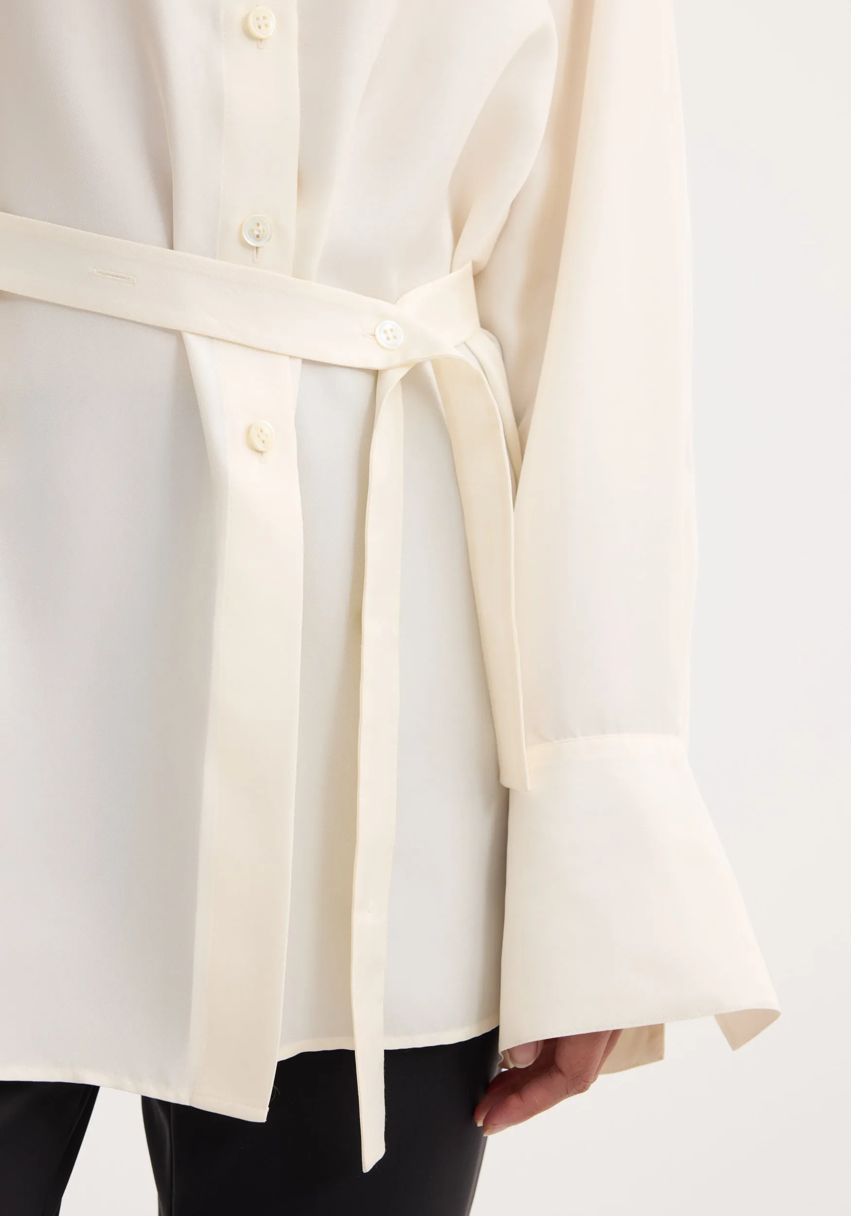 Deconstructed silk shirt | cream sold by Rohe product image thumbnail 3