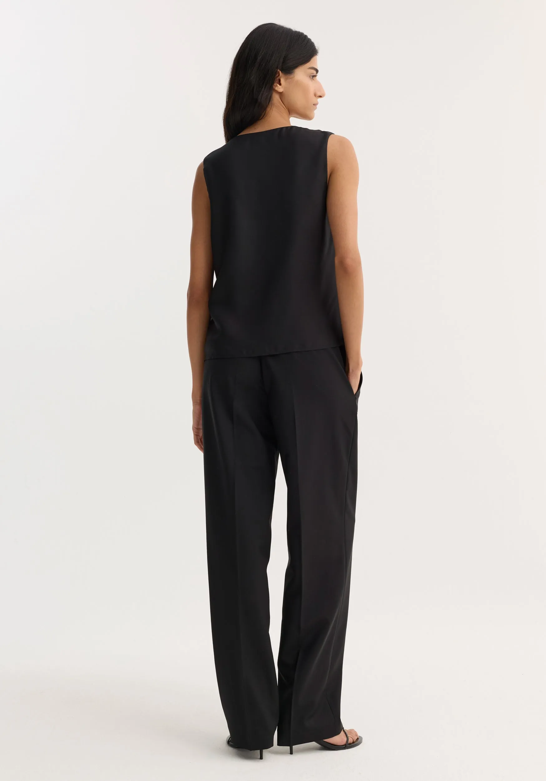 Scoop-neck silk top | black sold by Rohe product image thumbnail 5