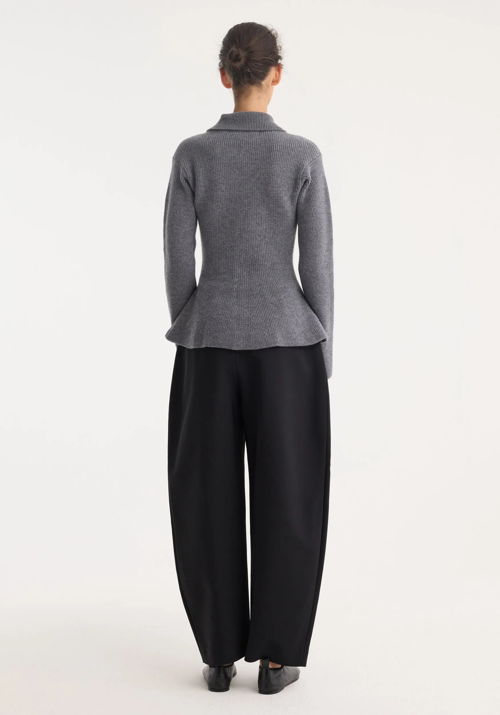 Waisted rib cardigan | dark grey melange sold by Rohe product image thumbnail 4