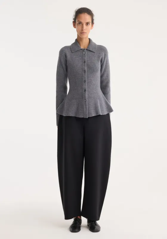 Waisted rib cardigan | dark grey melange made by Rohe