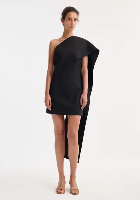 Short sculptural sash dress | black made by Rohe