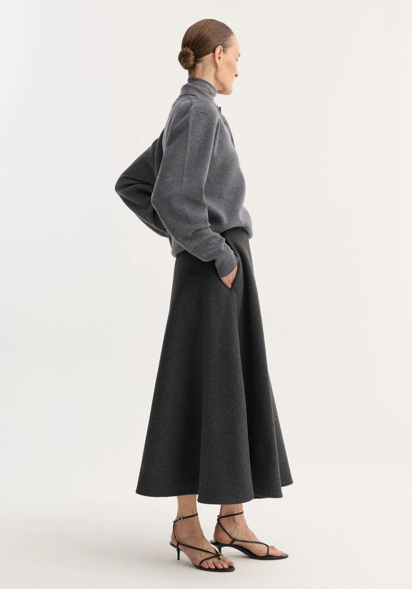 A-line skirt | anthracite melange sold by Rohe product image thumbnail 2