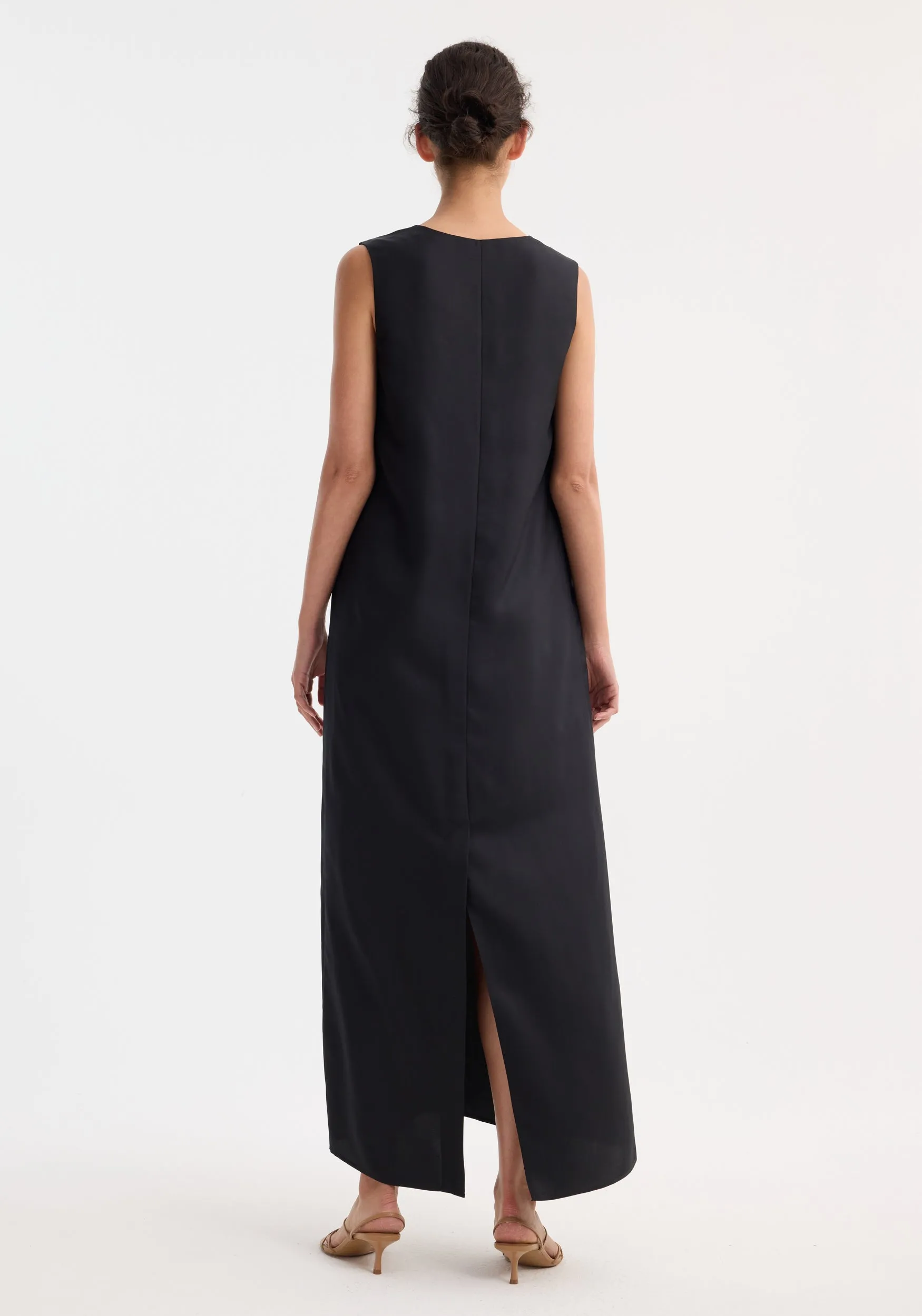 Scoop-neck silk dress | black sold by Rohe product image thumbnail 5