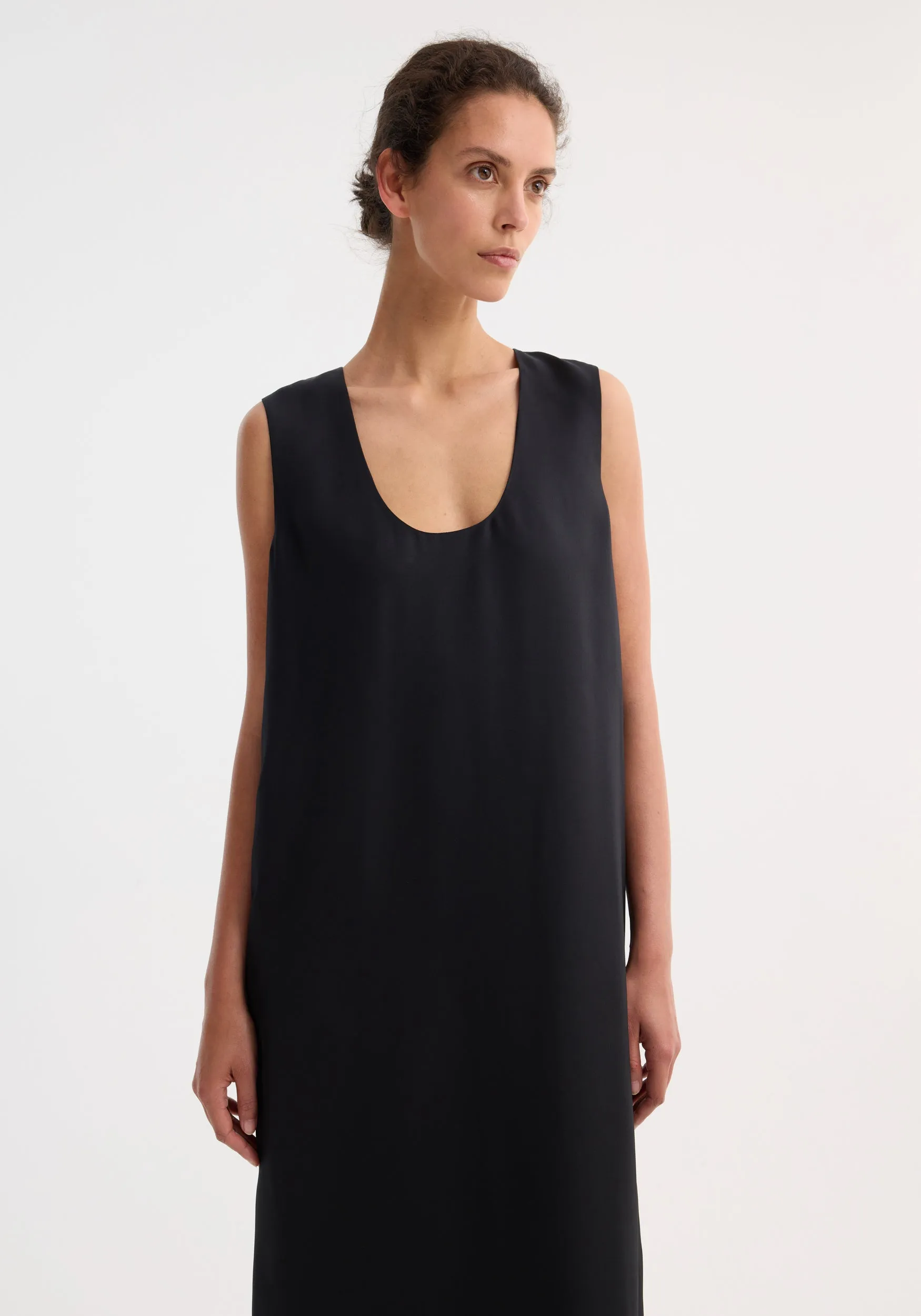 Scoop-neck silk dress | black sold by Rohe product image thumbnail 2