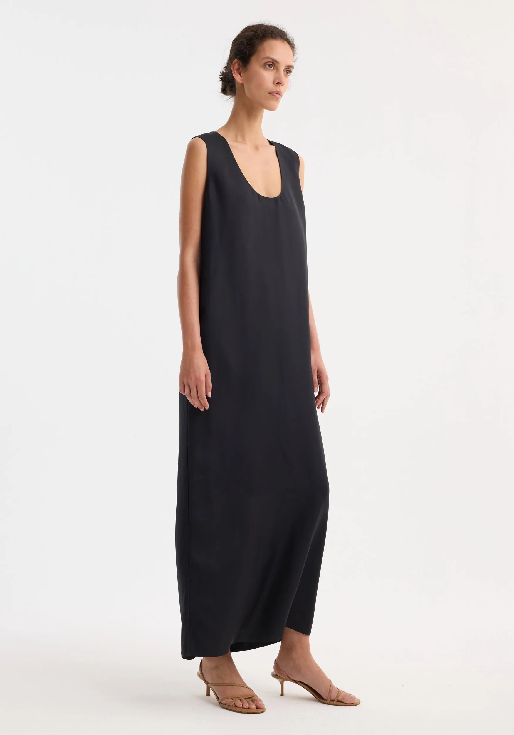 Scoop-neck silk dress | black sold by Rohe product image thumbnail 3