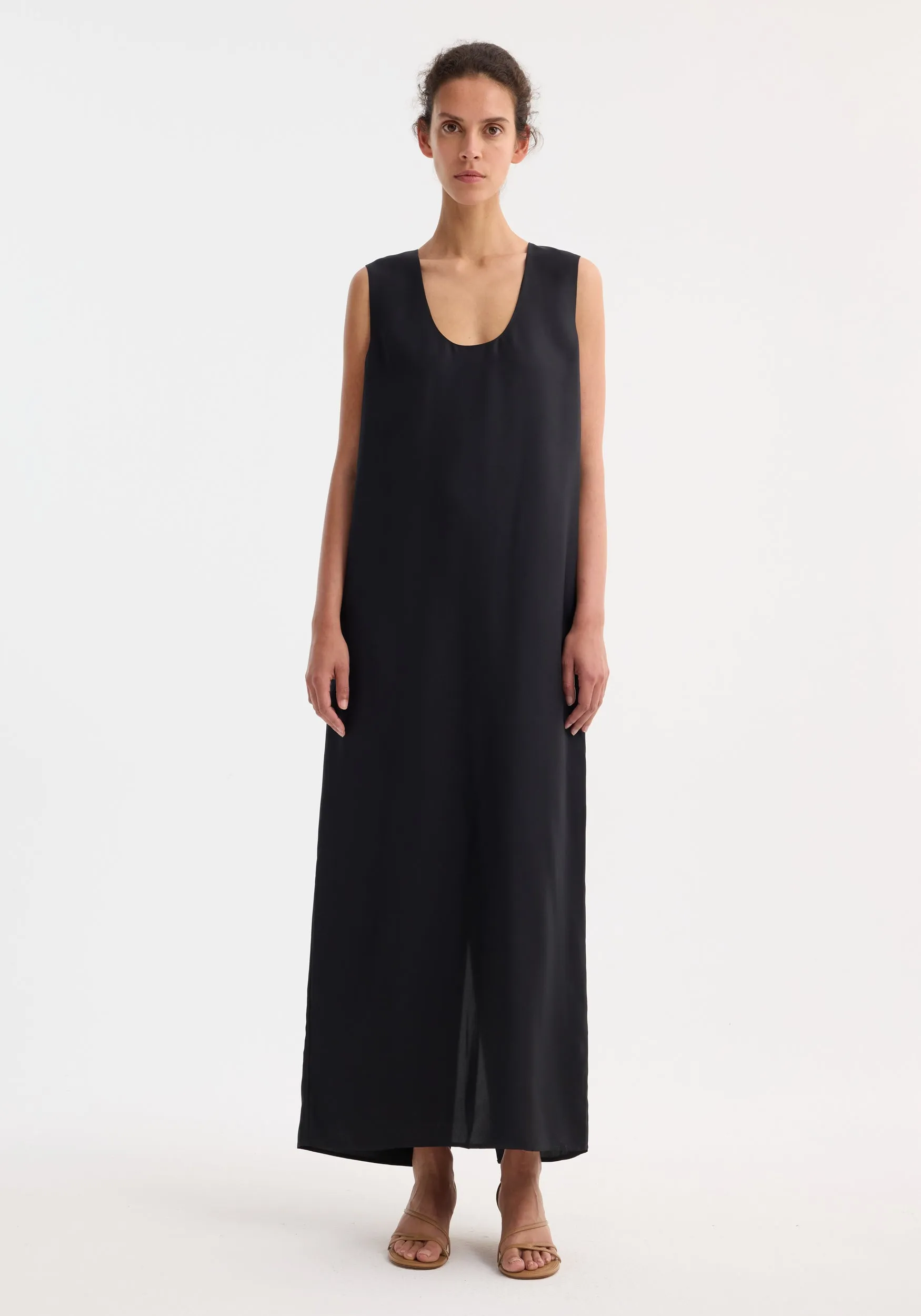 Scoop-neck silk dress | black sold by Rohe