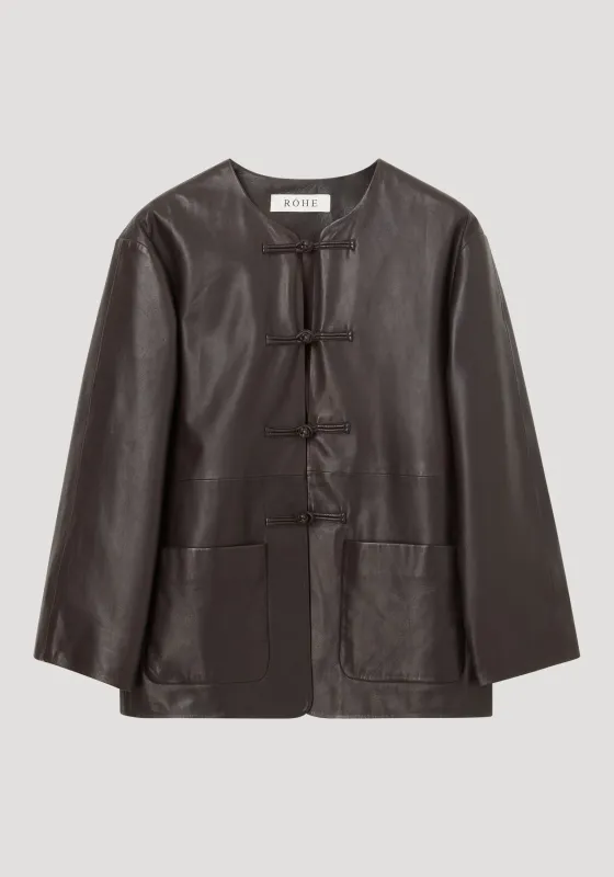 Mandarin leather jacket | mahogany made by Rohe