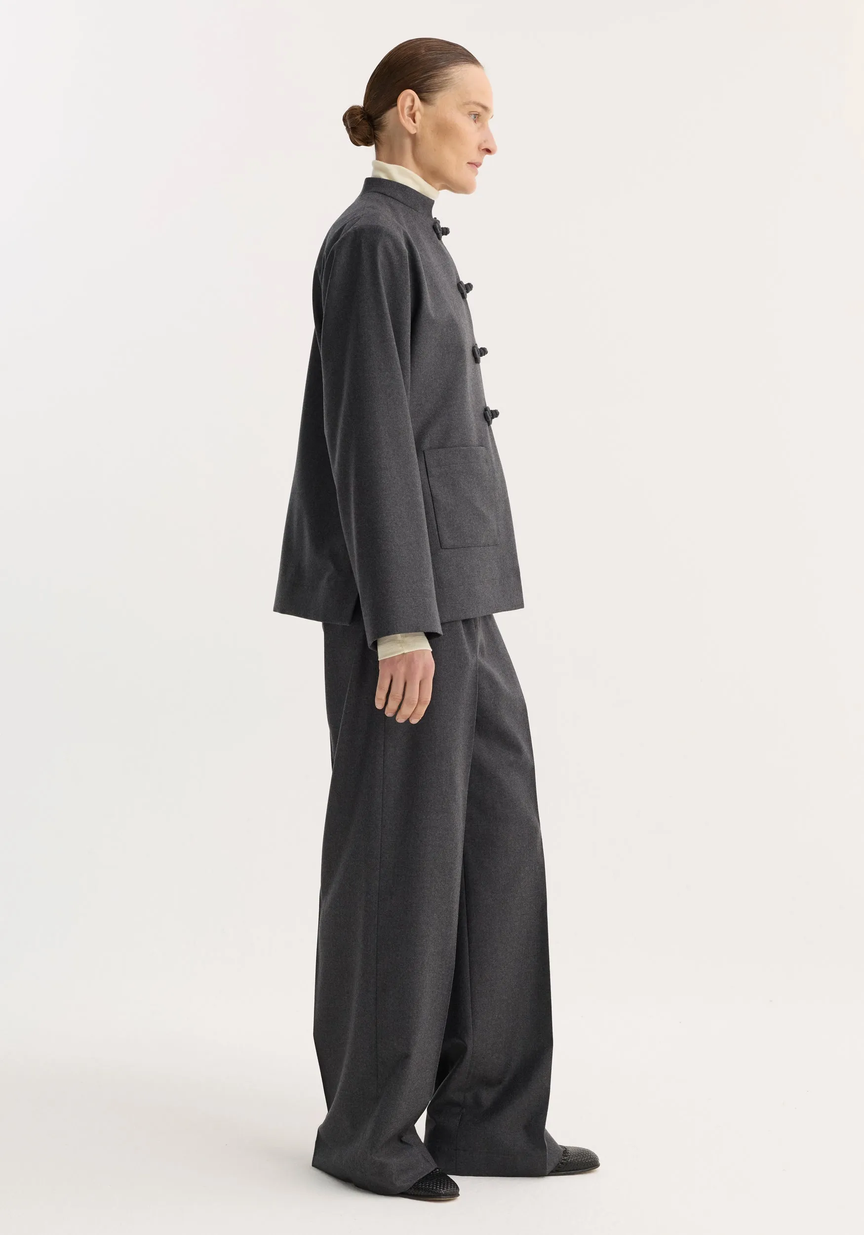 Pankou closure jacket | dark grey melange sold by Rohe product image thumbnail 4