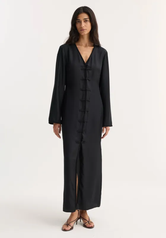 Pankou closure silk dress | black made by Rohe
