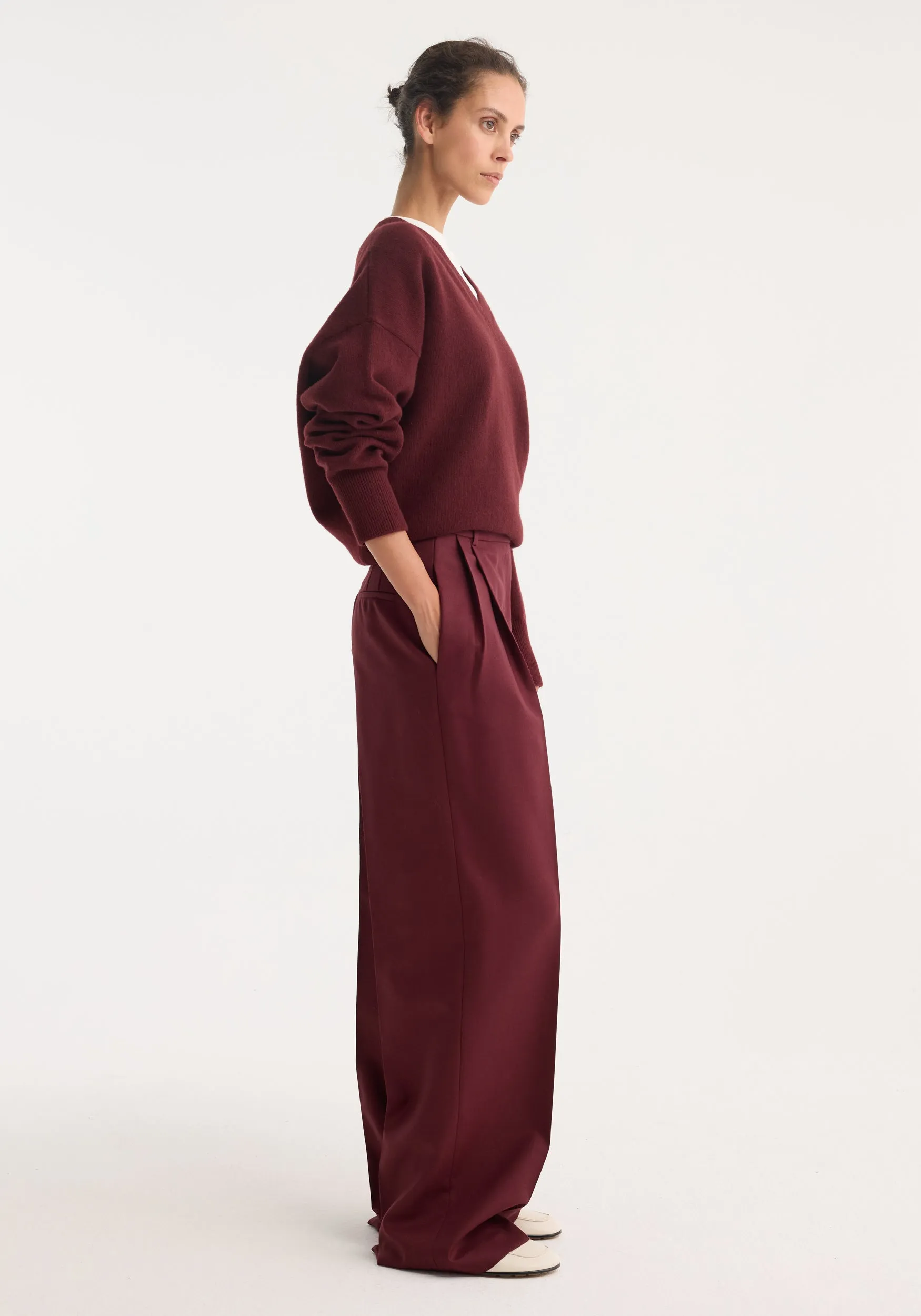 Mid-waist tailored trousers | burgundy sold by Rohe product image thumbnail 3
